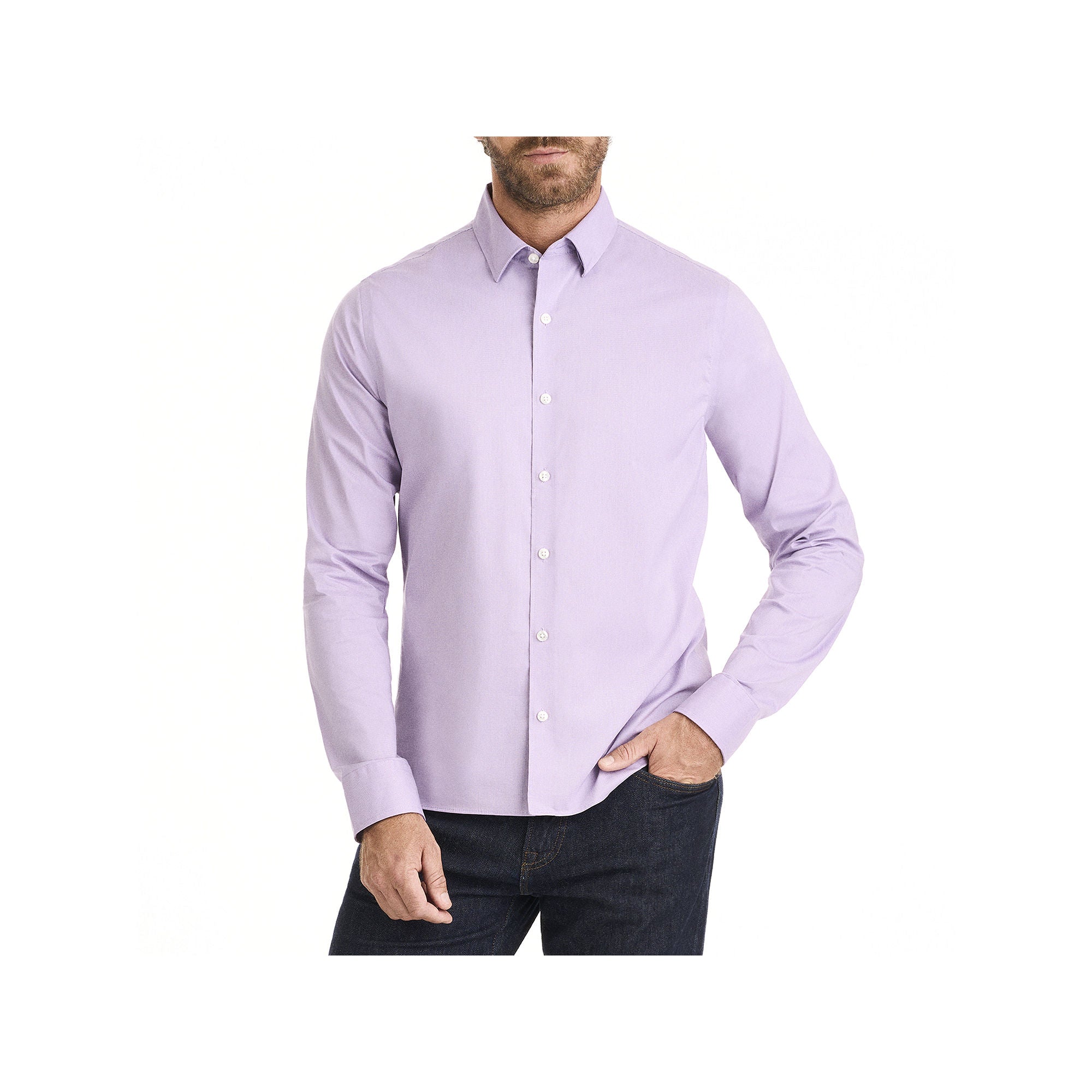 Van Heusen Mens Slim Fit Long Sleeve Button-Down Shirt Chalk Violet Solid X-L