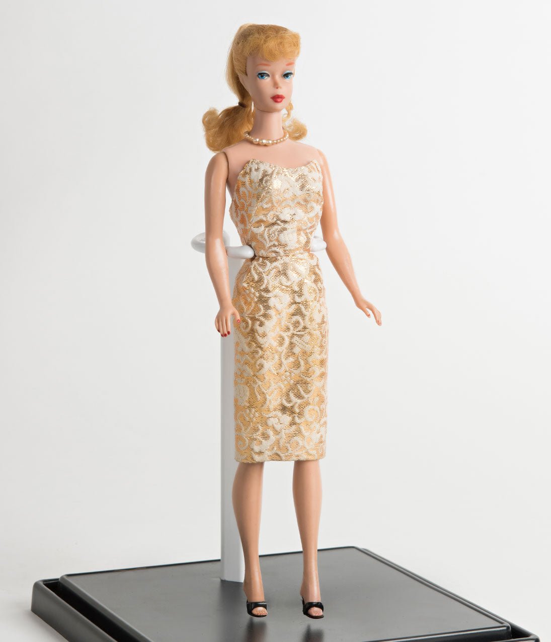 Barbie x Unique Vintage Golden Girl Brocade Sheath Dress