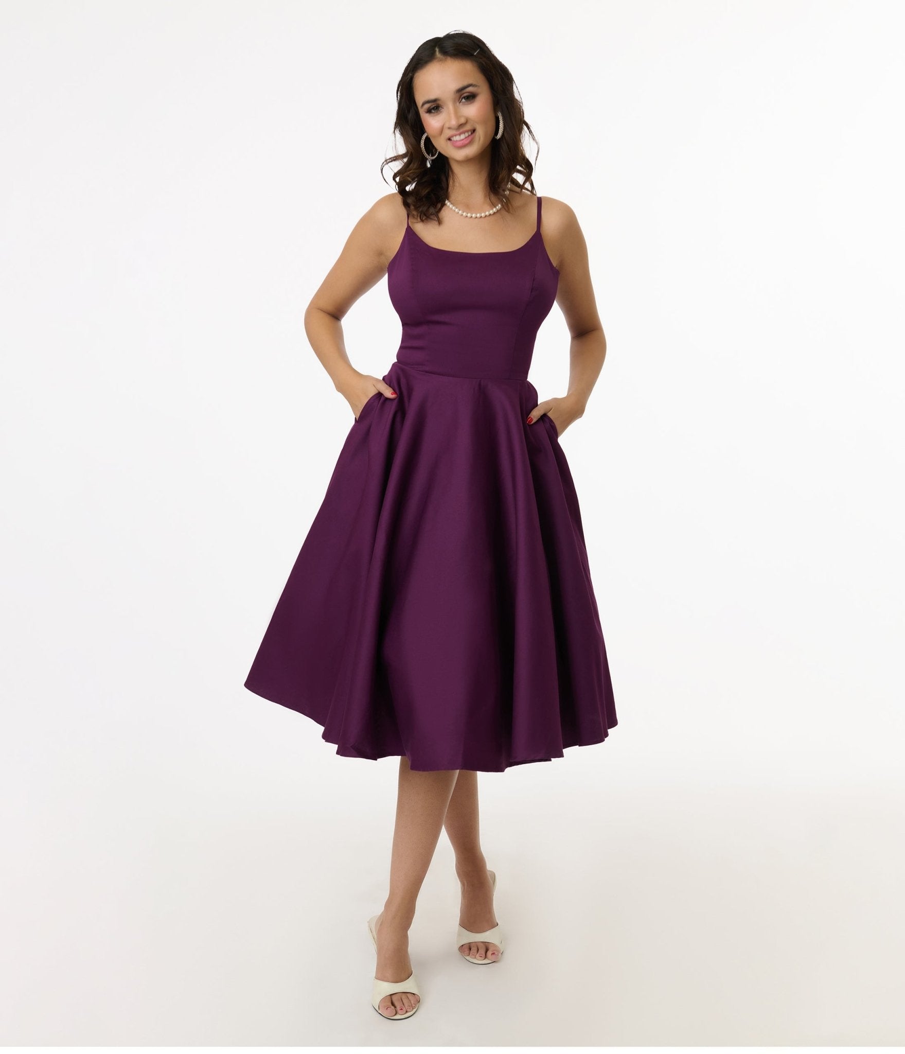 1950s Aubergine Peggy Swing Dress