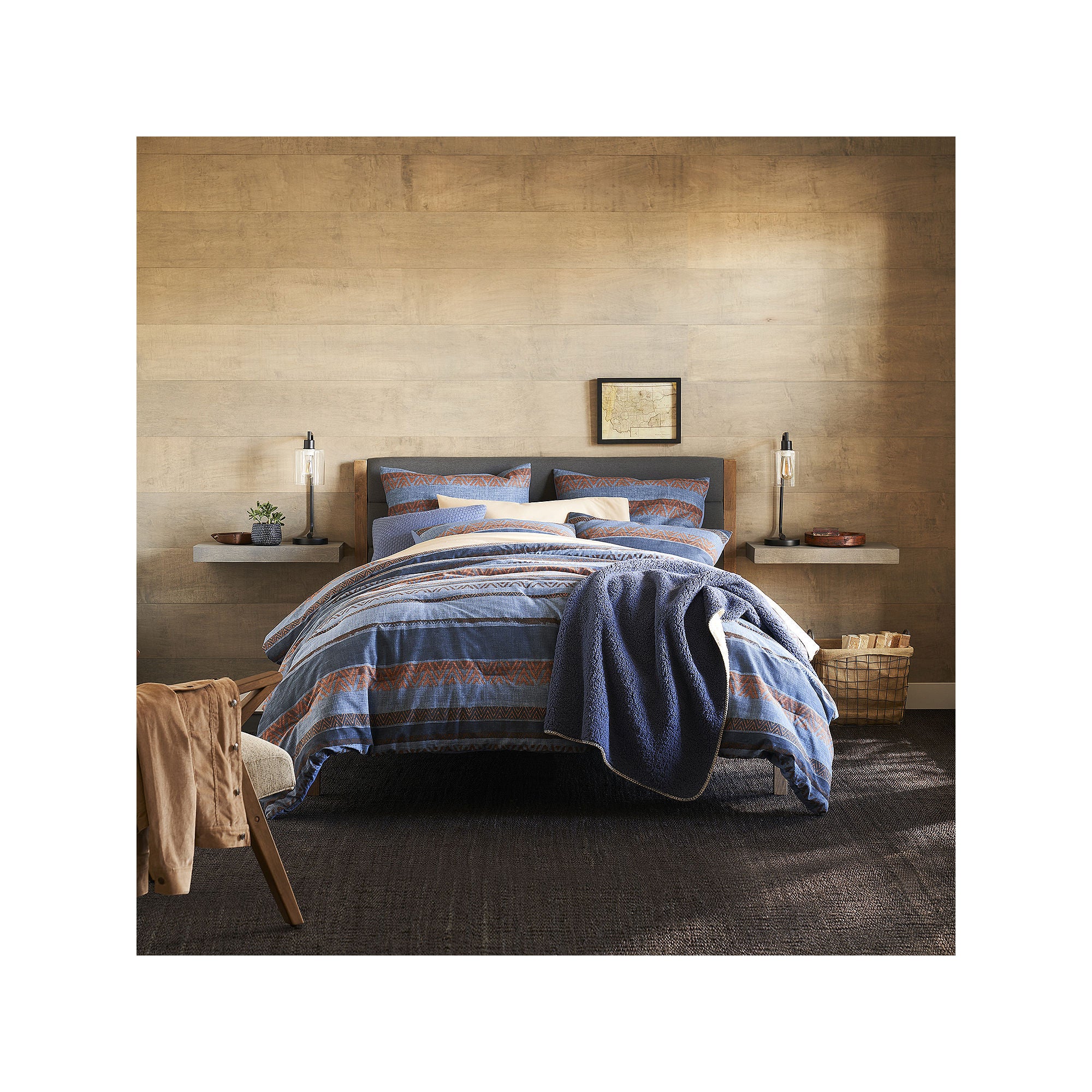 Frye And Co . Jared Stripes Lightweight Comforter Set PEM - INDIGO ONE SIZE