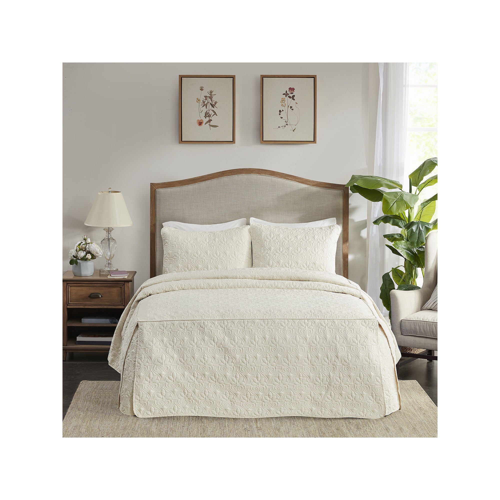 Madison Park Mansfield 3-Pc. Bedspread Set - CREAM ONE SIZE