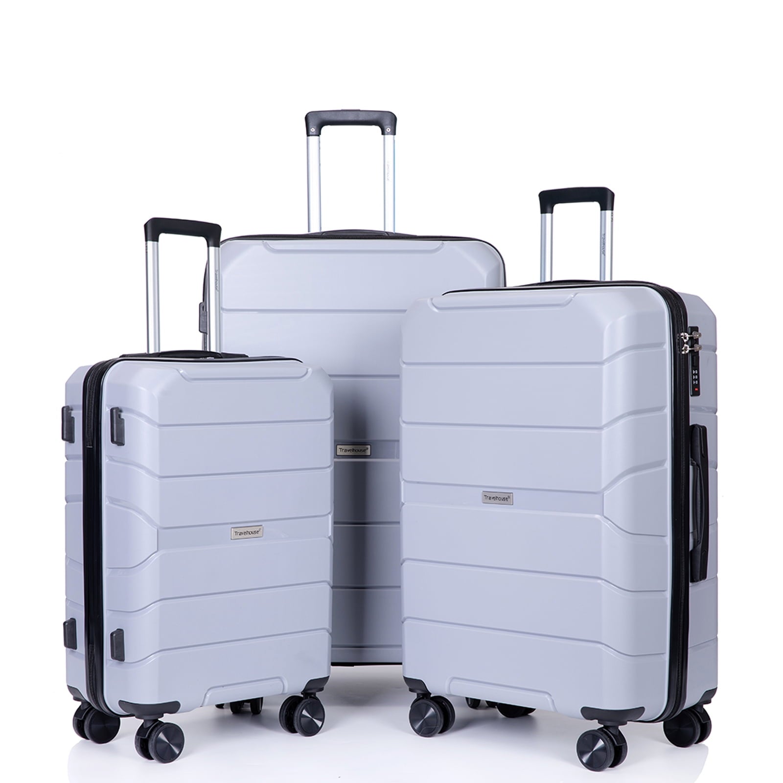 Travelhouse T603101S-2 Hardside Luggage 3 Piece Set Hardshell Lightweight Suitcase with TSA Lock Spinner Wheels (Sliver)