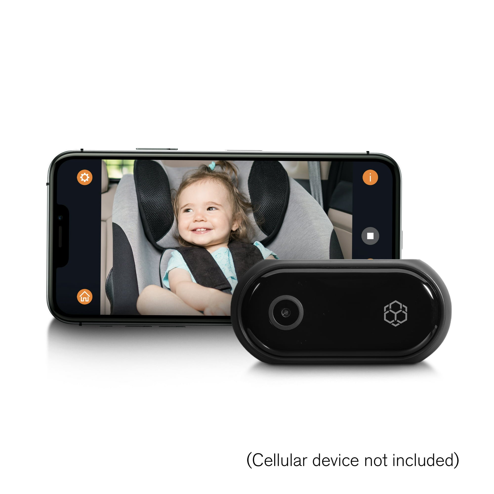 Yada BT52925 Wireless in-Car FHD 1080P Portable USB-C, WiFi, App Control and Record Baby Monitor Camera, Grey