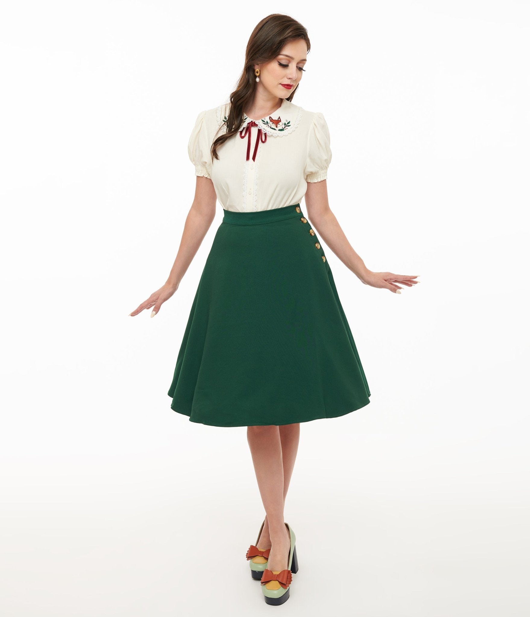 Hell Bunny 1950s Green Ravenwood Swing Skirt