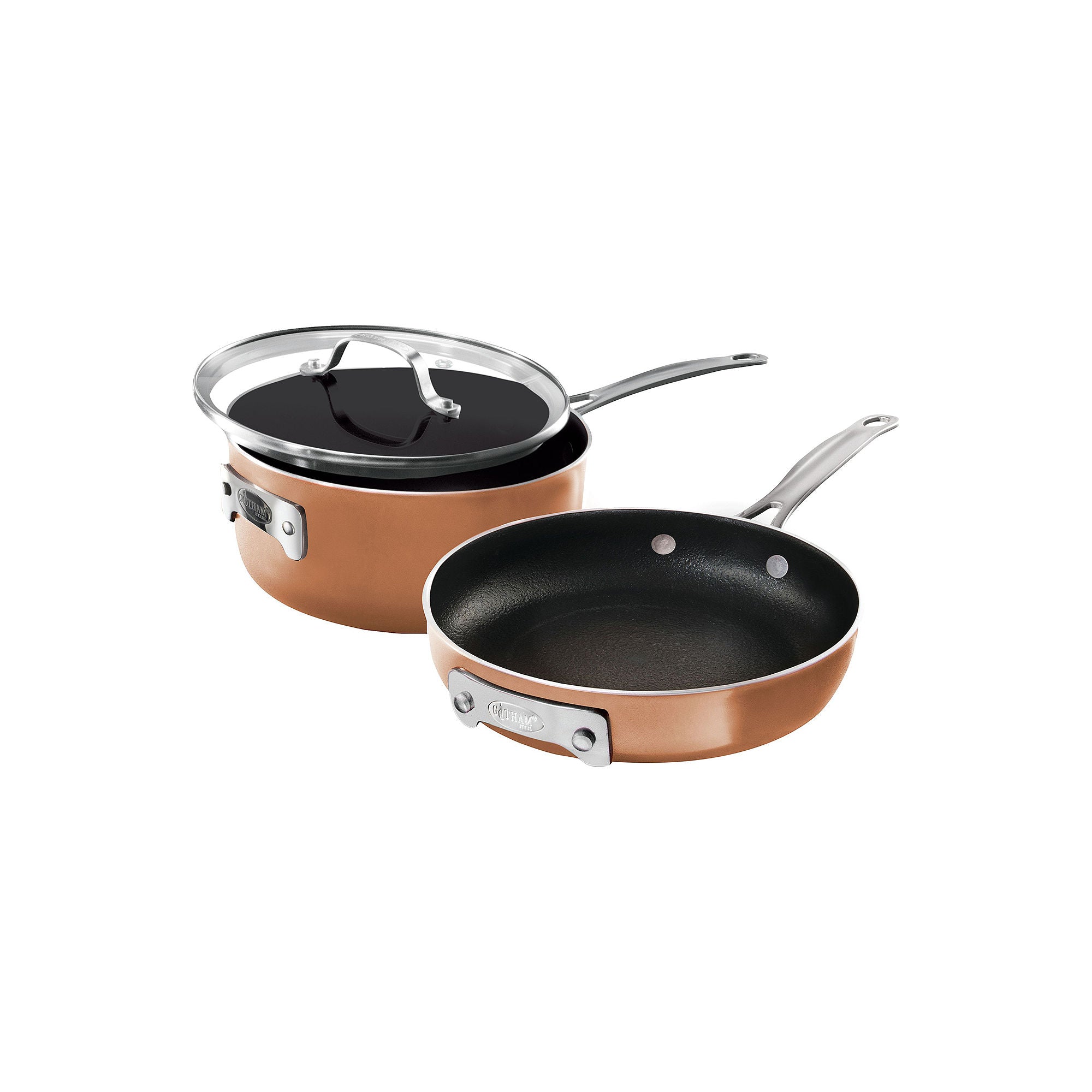 Gotham Steel Stackmaster 3-Pc. Aluminum Dishwasher Safe Non-Stick Cookware Set - COPPER ONE SIZE