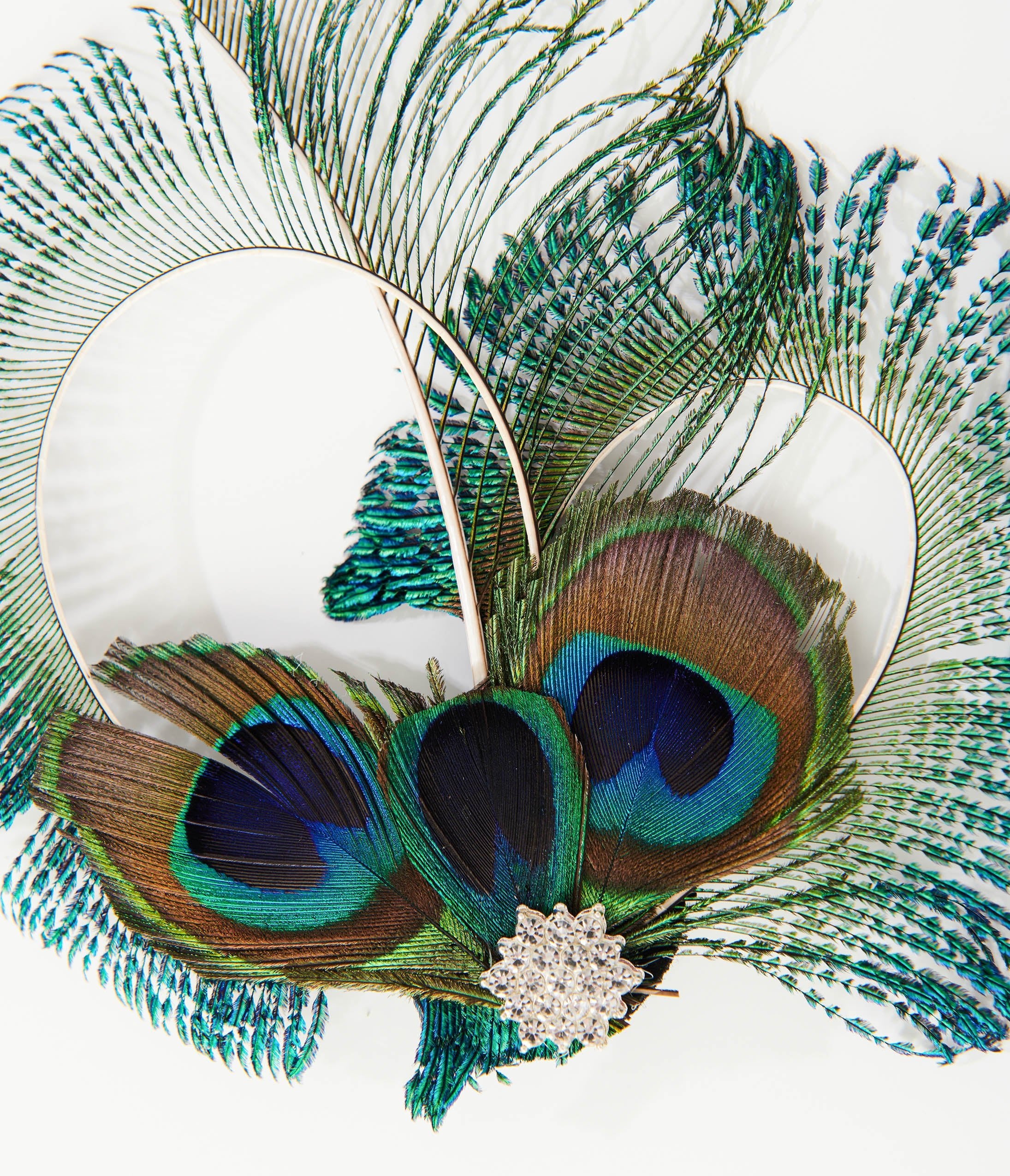 Unique Vintage 1920s Peacock Feather Hair Clip