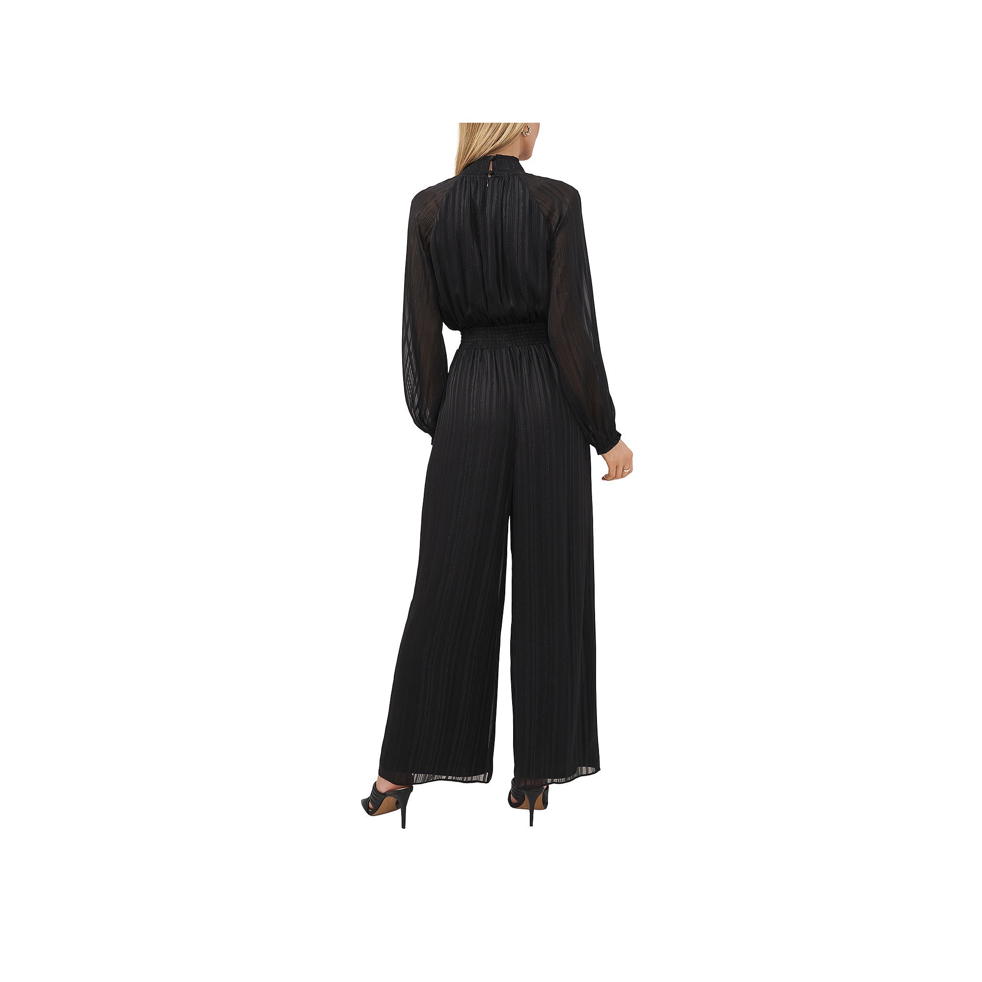 Msk Satin Long Sleeve Jumpsuit - BLACK SMALL