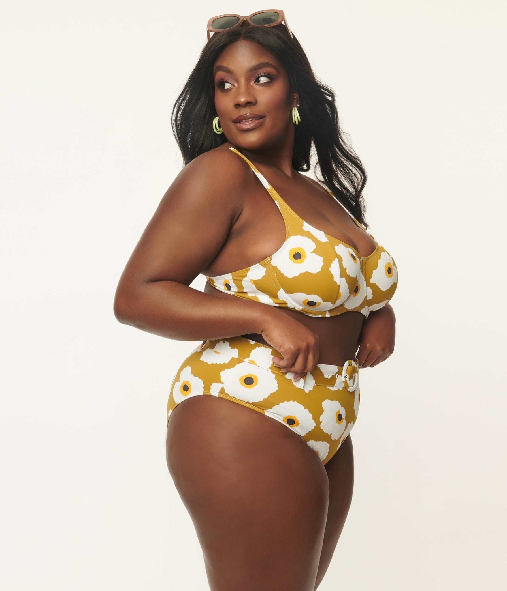 Kingdom & State Plus Size Olive & White Poppy Swim Bottoms