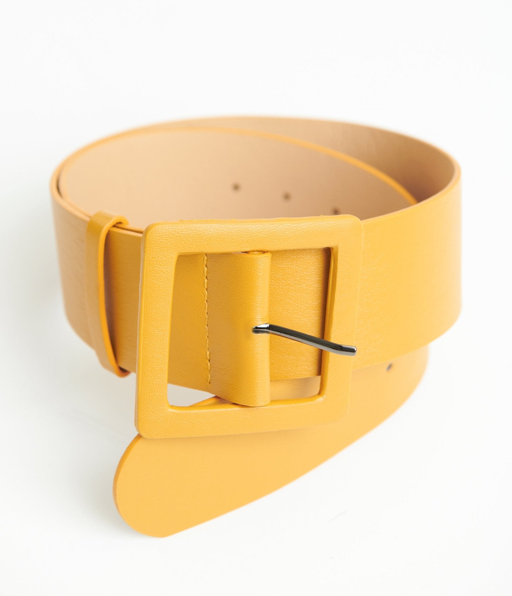 Mustard Leatherette Wide Belt