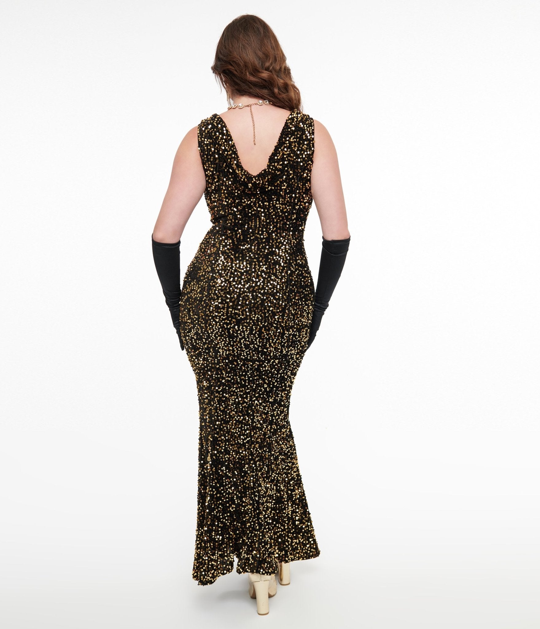 Unique Vintage 1930s Gold Sequin Goldwyn Gown