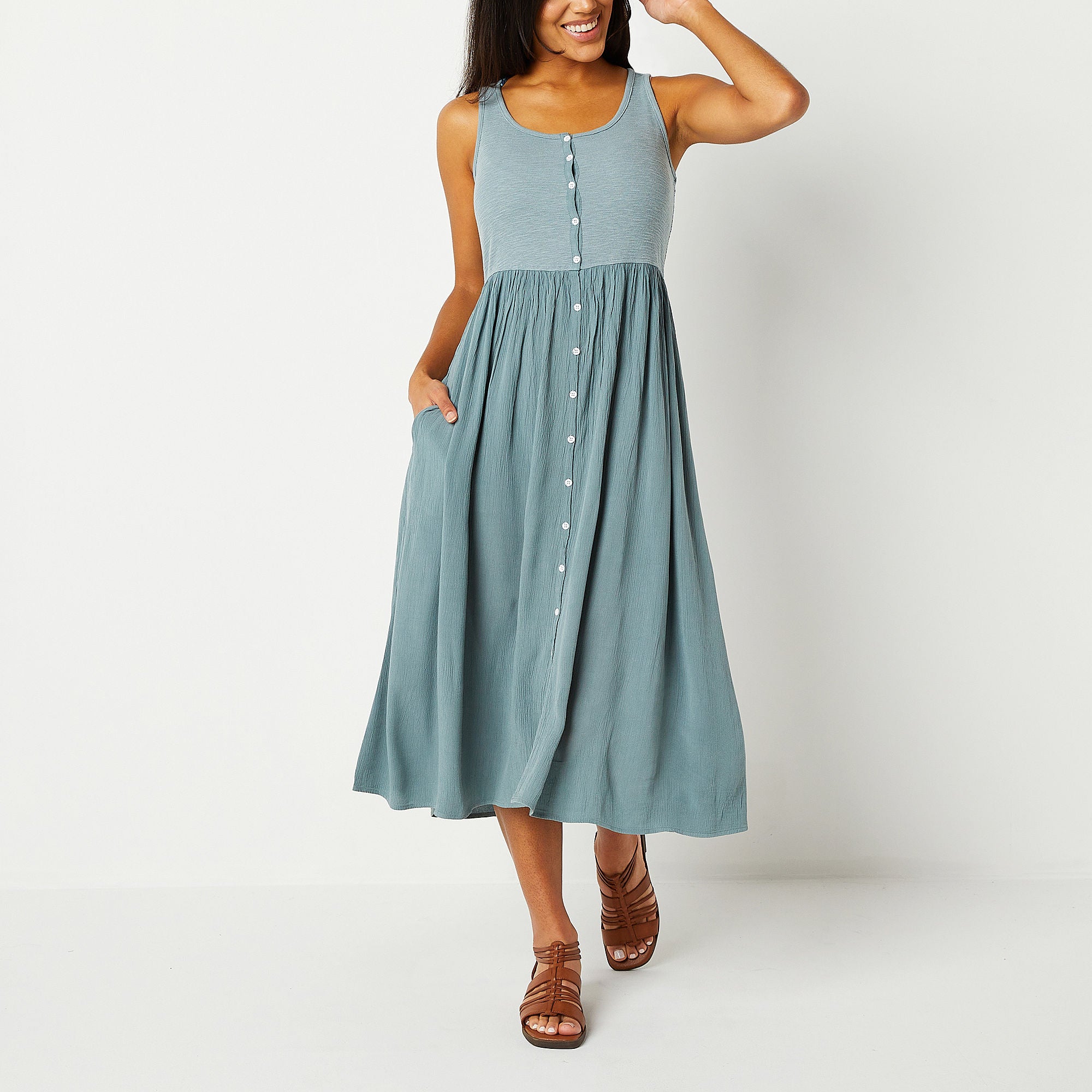 Frye And Co . Sleeveless Midi Maxi Dress - DESERT BLUE SMALL