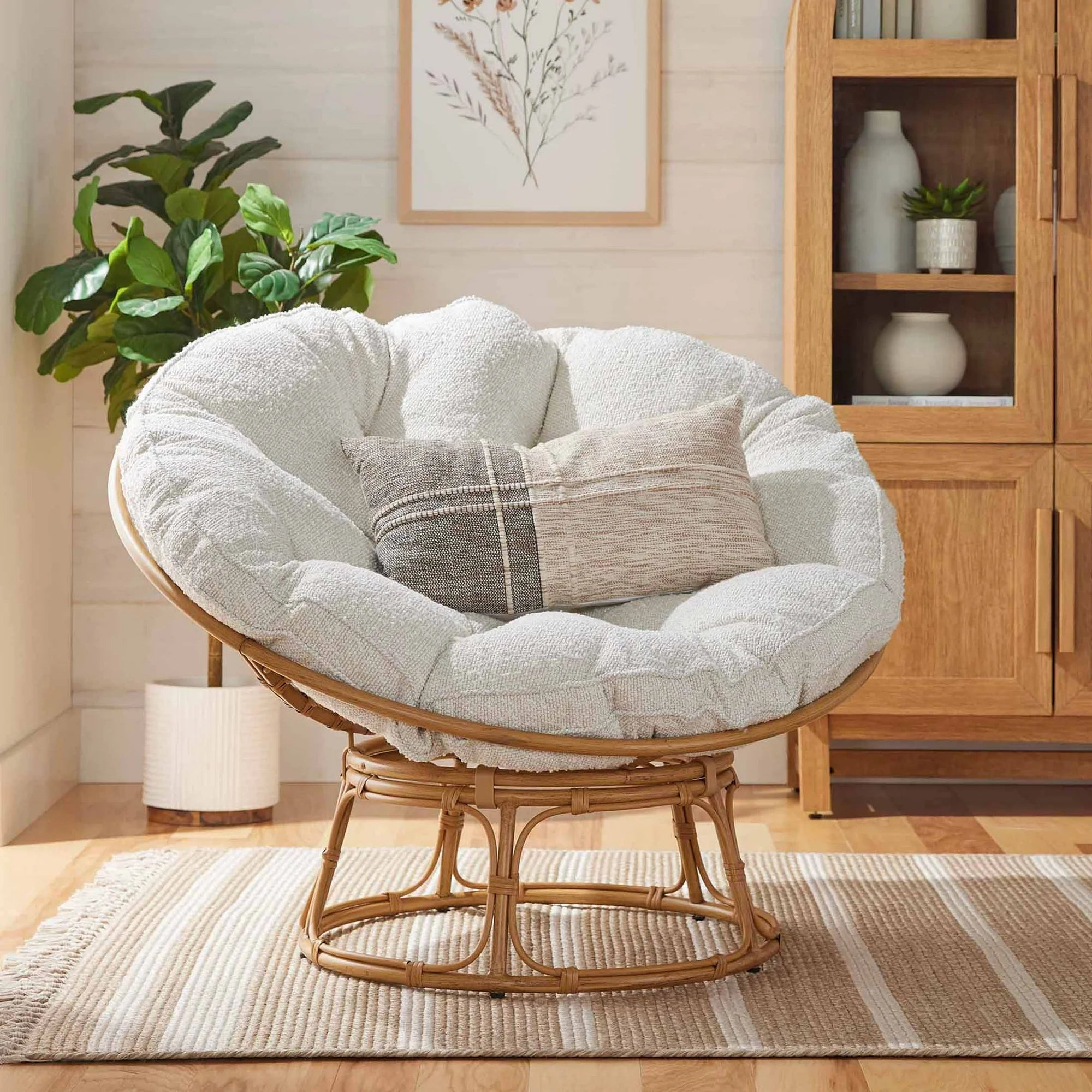 Better Homes & Gardens BH24039360710B1 Papasan Chair, Cream Boucle