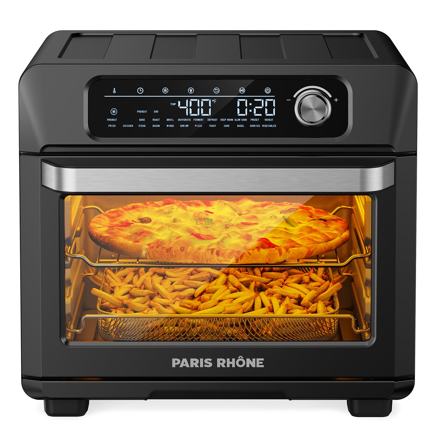 Paris Rhone PE-AF006-WM-BLACK 24 in 1 Large Air Fryer 26 QT Toaster Oven w/ 100 Recipes, 1700W