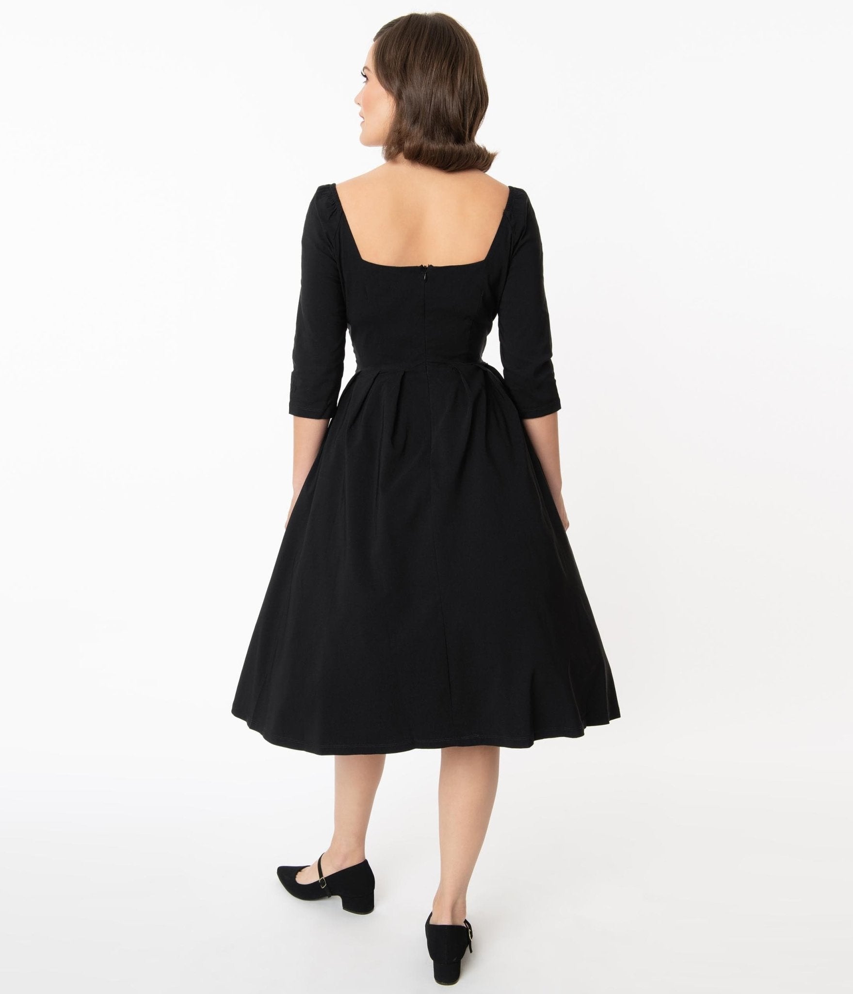 Unique Vintage 1950s Black Sweetheart Lamar Swing Dress