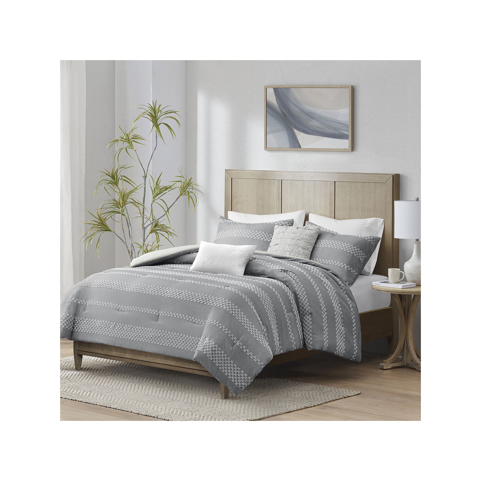 Madison Park Hendry Jacquard 5-Pc. Midweight Comforter Set - Gray