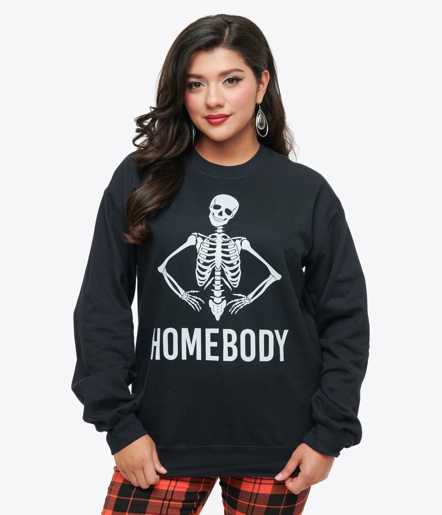 Black Homebody Skeleton Crewneck Sweater