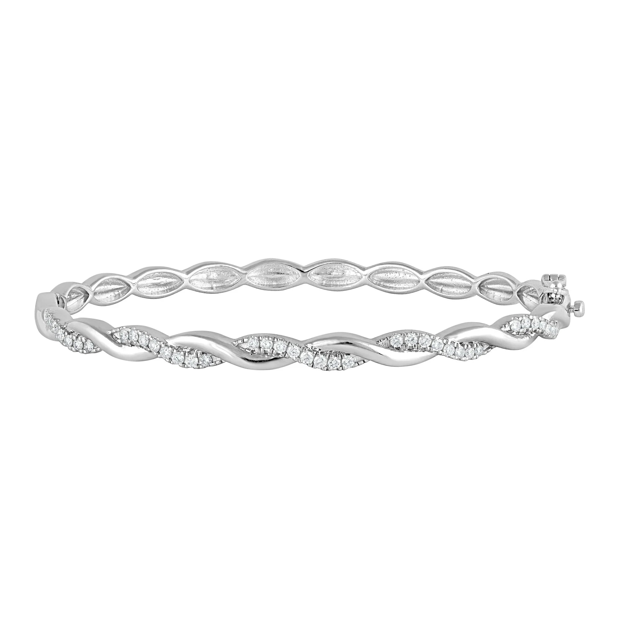 Unique Moments LGDKG32442DW70 1/2 Ct Round Lab Grown Diamond Infinity Bangle in Silver for Women (H-I, SI-I1)