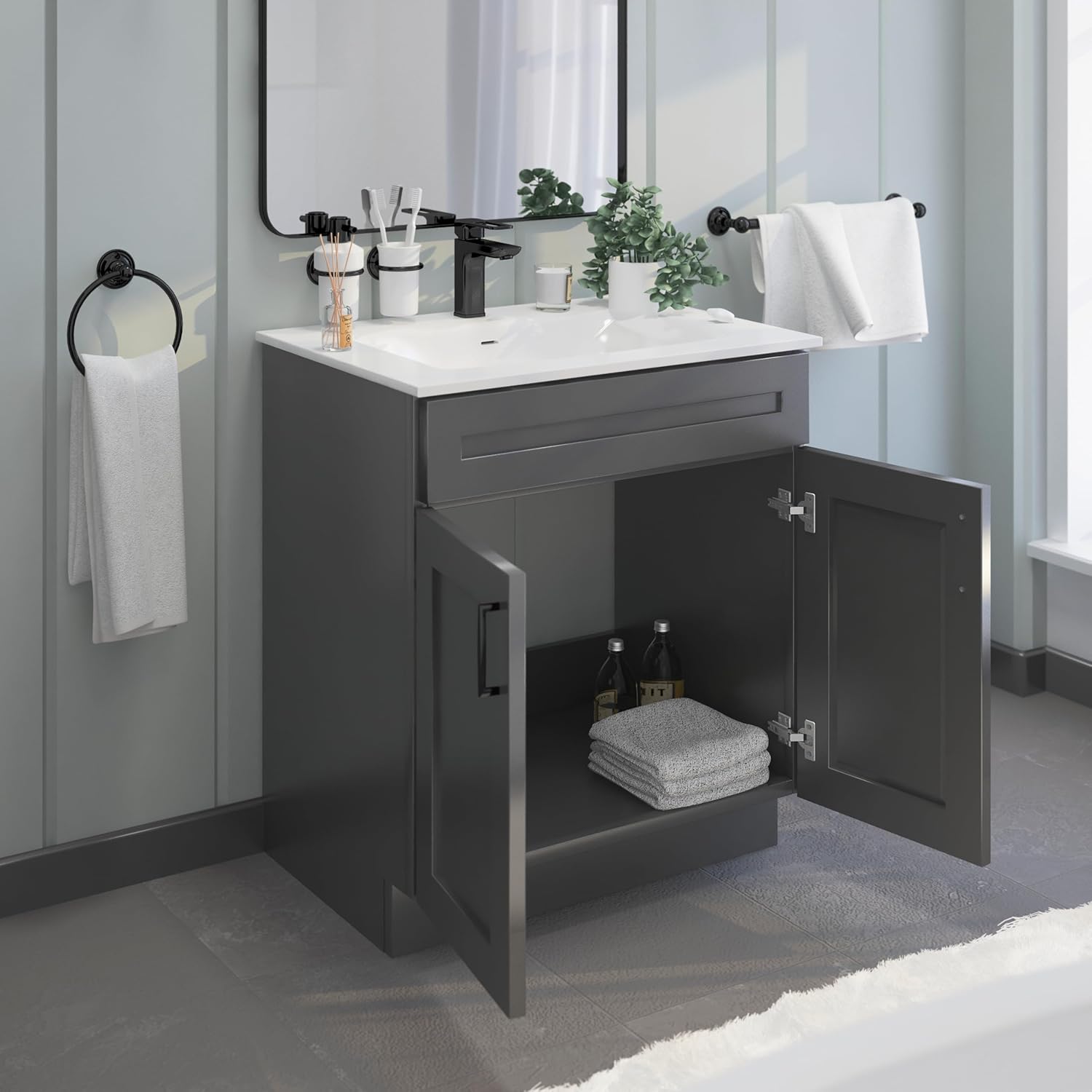 Royal Cabinets 80-8202-0-1617 30 x 34-1/2 x 21 in. Shaker Vanity Base Cabinet in Grey