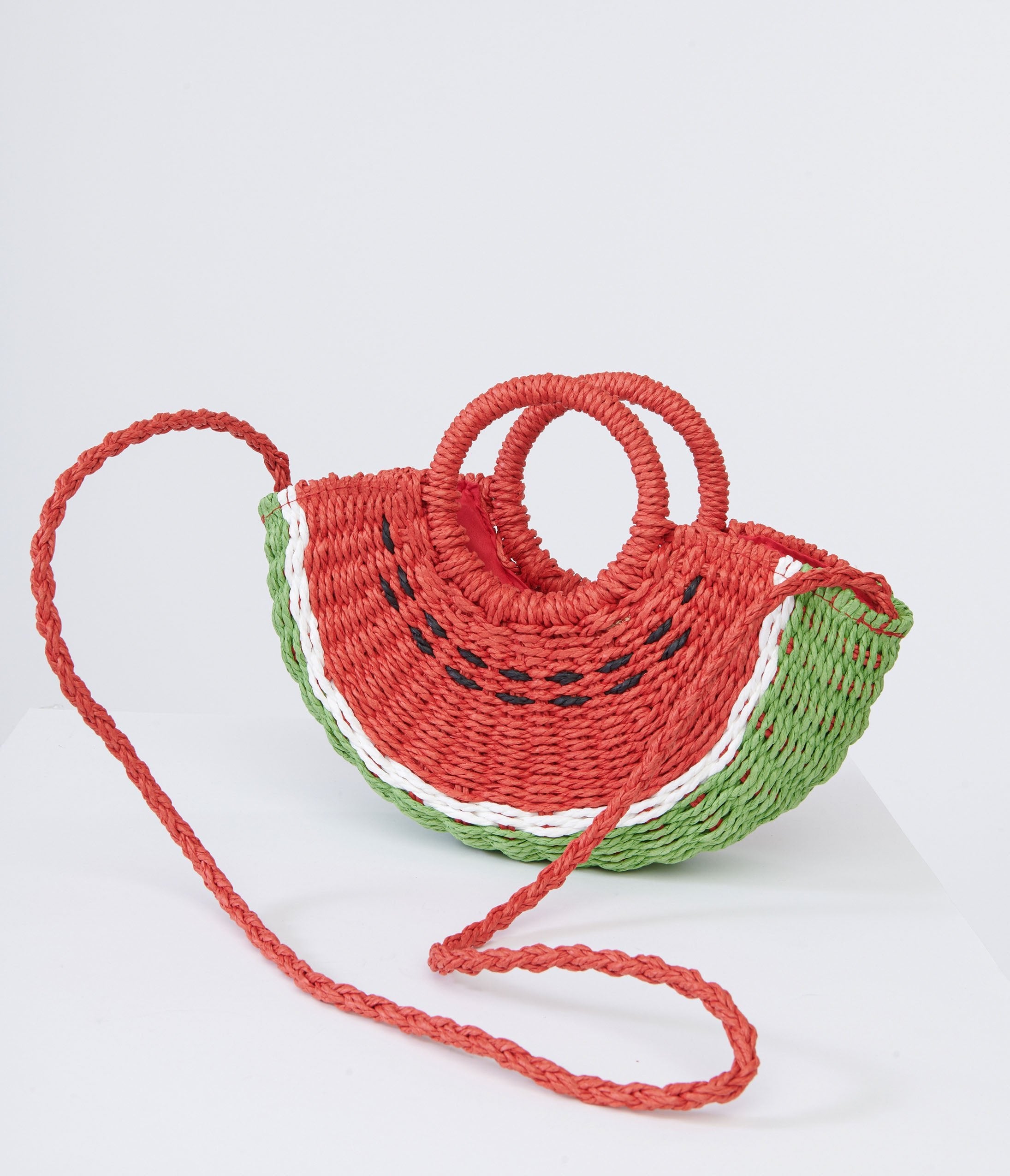 1970s Watermelon Rattan Handbag