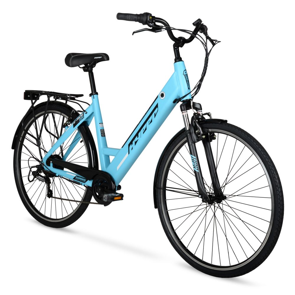 Hyper Bicycles HYP-E700-1105 Adult City Ebike 20+ Mile Range, Pedal Assist, Blue