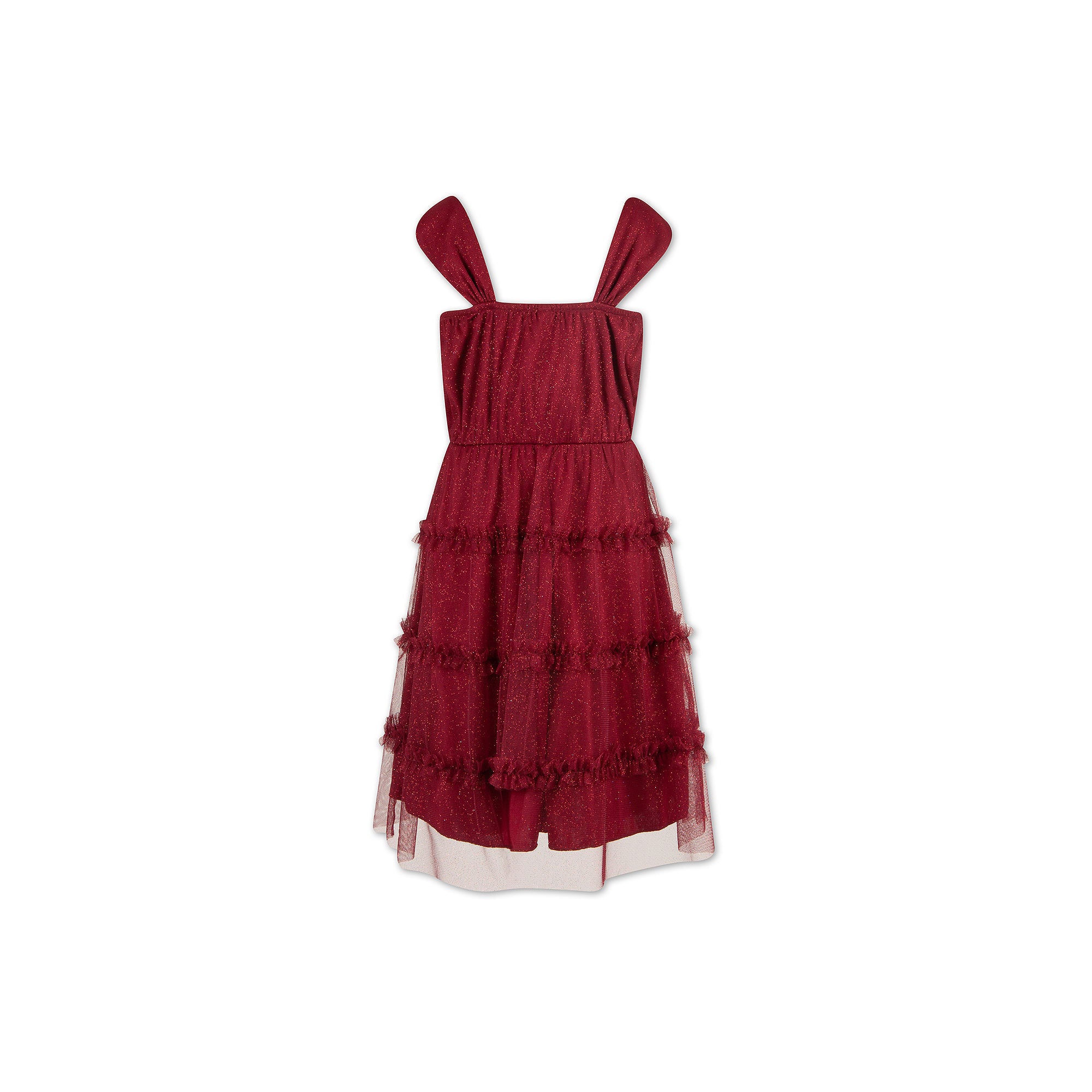 Lots Of Love By Speechless Girls Glitter Tiered Dress, Sizes 7-16, BURGUNDY