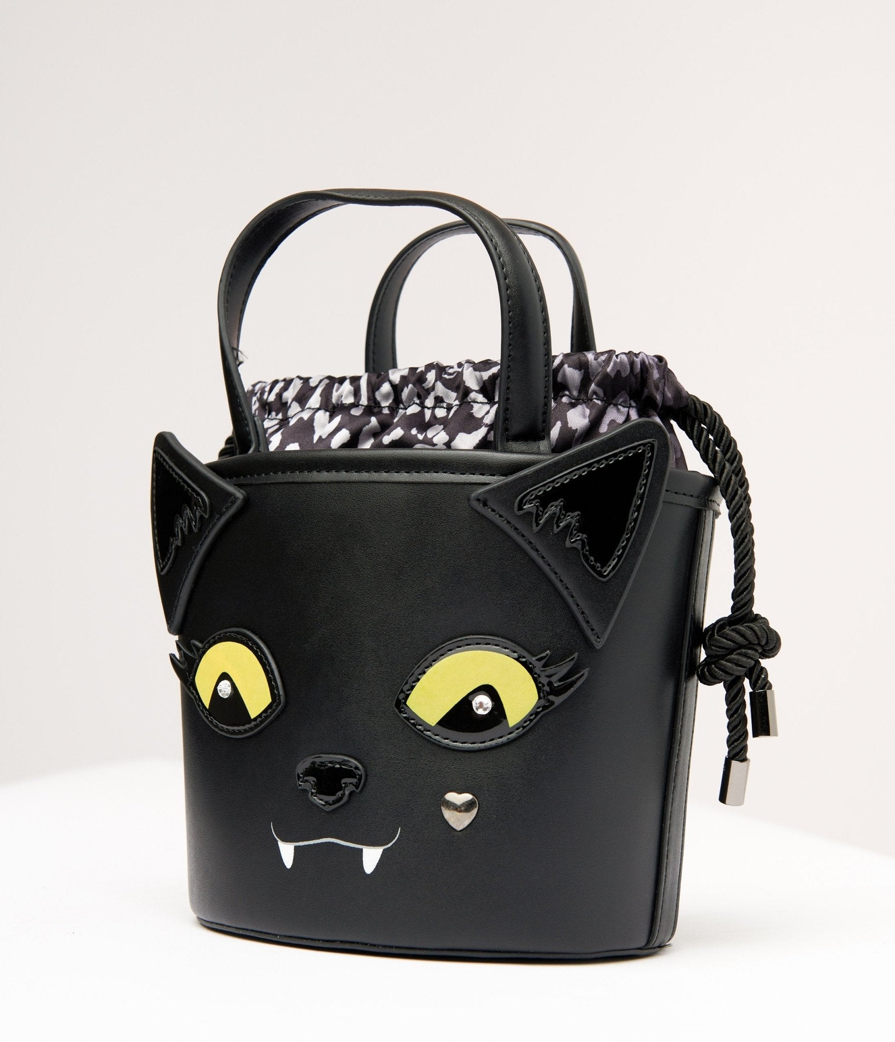 Betsey Johnson Black Gimmie Candy Cat Bucket Bag