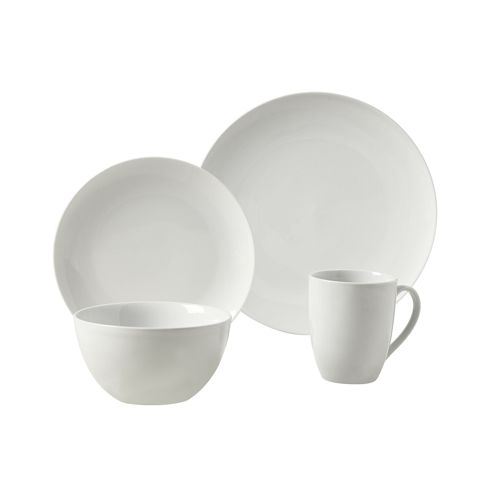 Tabletops Unlimited Coupe Adams 16-Pc. Ceramic Dinnerware Set - White, WHITE ONE SIZE