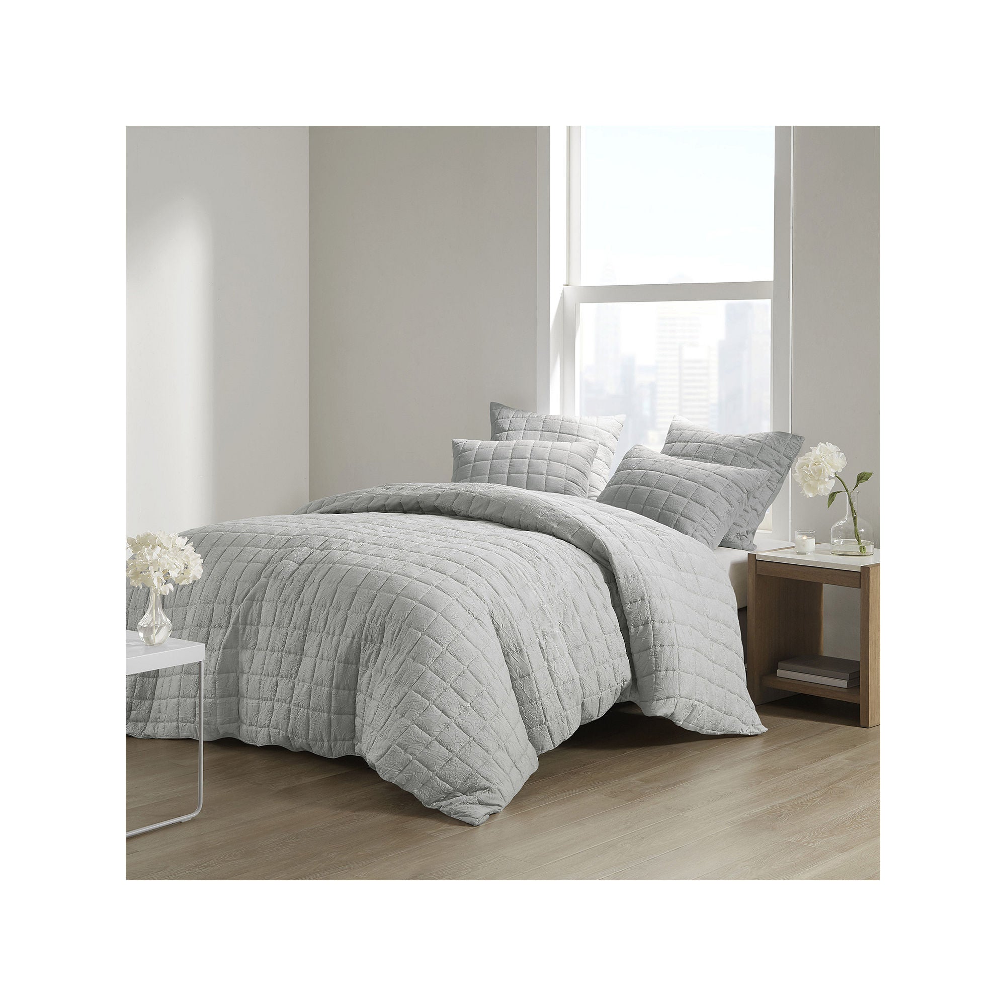 N Natori Cocoon 3 Piece Quilt Top Comforter Mini Set - GRAY ONE SIZE