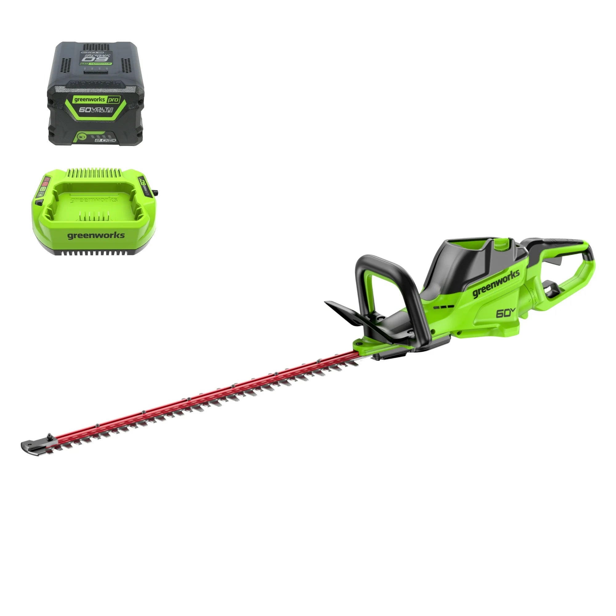 Greenworks 2216602 60V 26 Hedge Trimmer with 2.0 Ah Battery & 3 Amp Charger