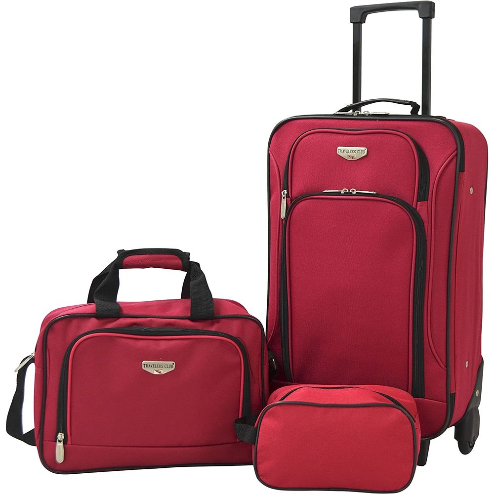 Traveler's Club EVA-12203-600 Softside Carry-On Value Luggage Set, Red