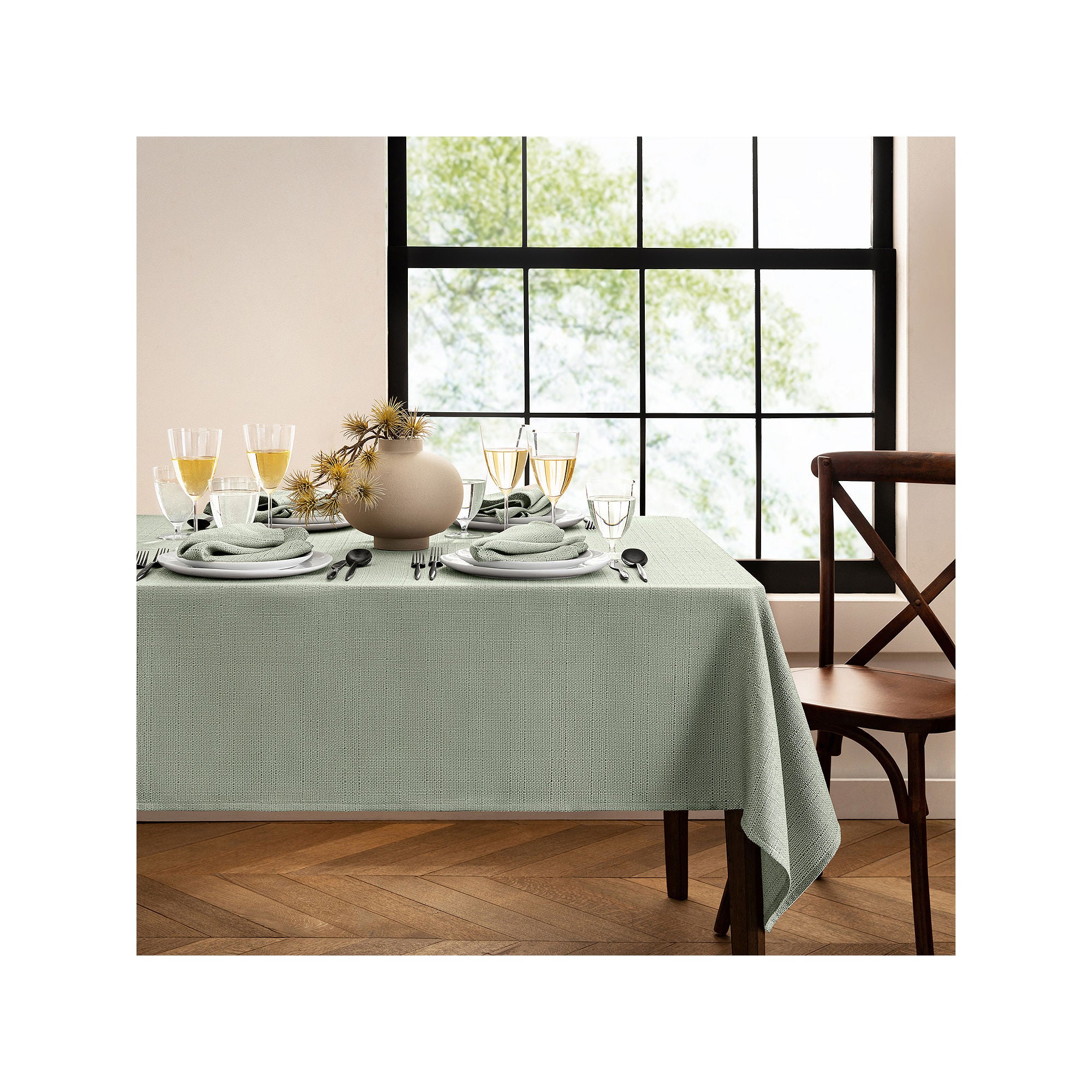 Elrene Home Fashions Water & Stain Resistant Laurel Tablecloth - SAGE ONE SIZE