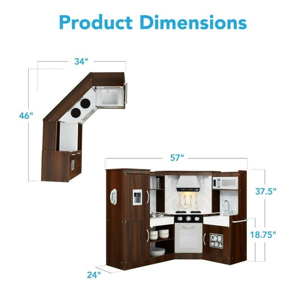 Best Choice Products Pretend Play Corner Kitchen w/Lights, Espresso