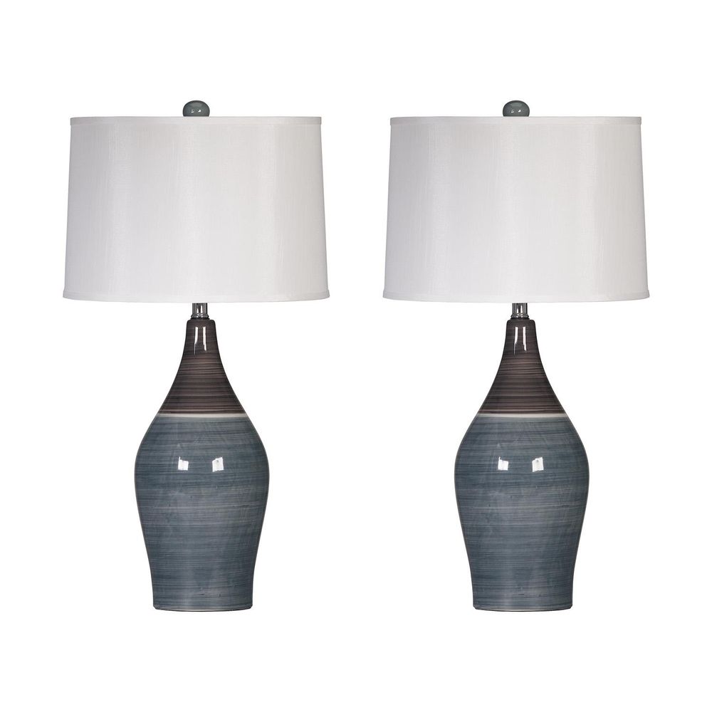 Signature Design by Ashley Niobe Gray 25 Ceramic Table Lamp - Set of 2