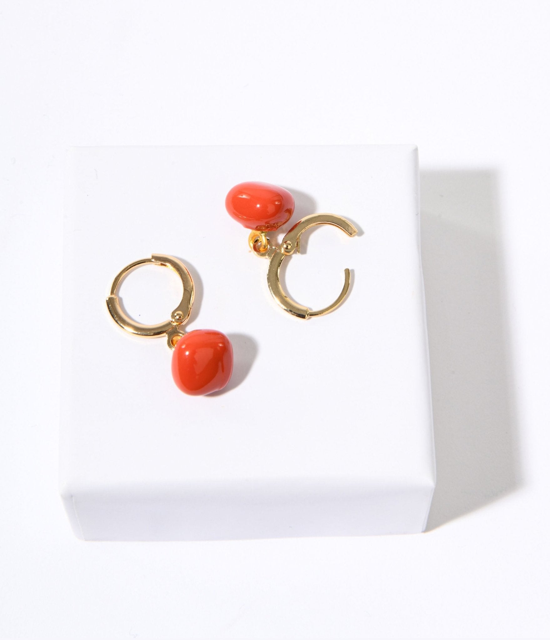 Tomato Huggie Drop Earrings