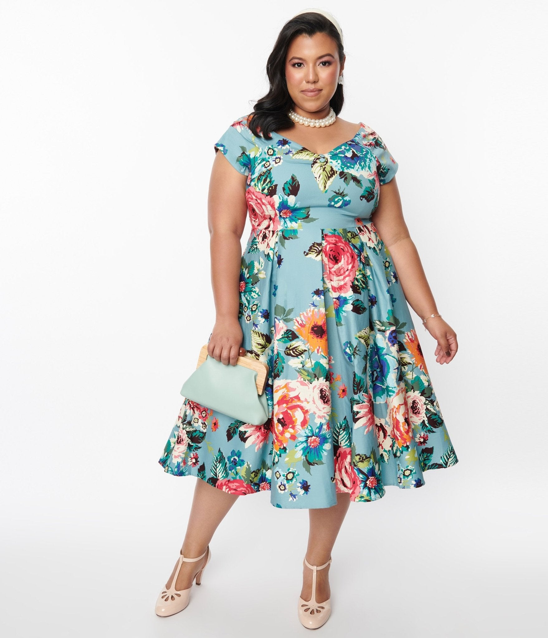 Dolly & Dotty Blue Step Back In Time Swing Dress