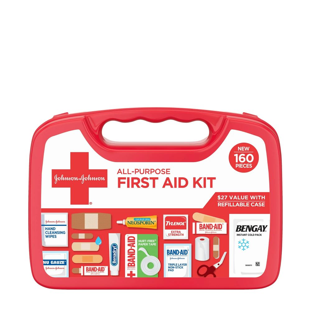 Johnson & Johnson 84981786 All-Purpose Portable Compact First Aid Kit, 160 pc