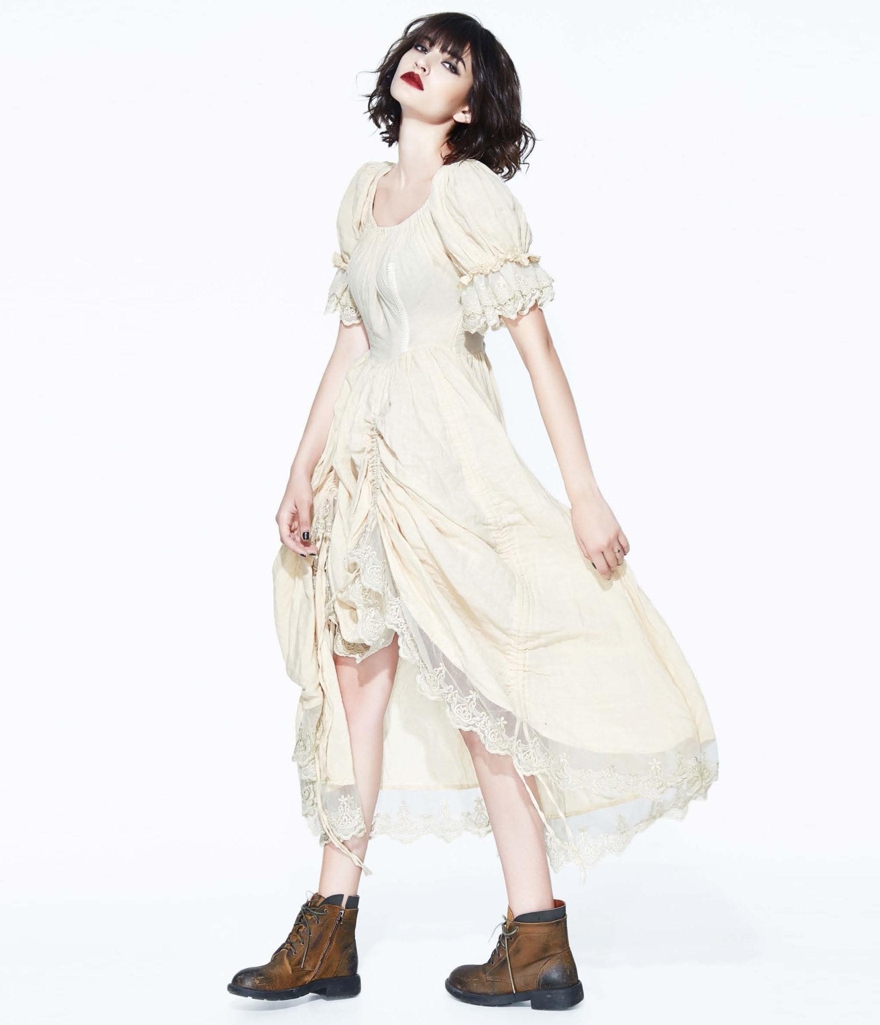 Cream Lace Steampunk Dress