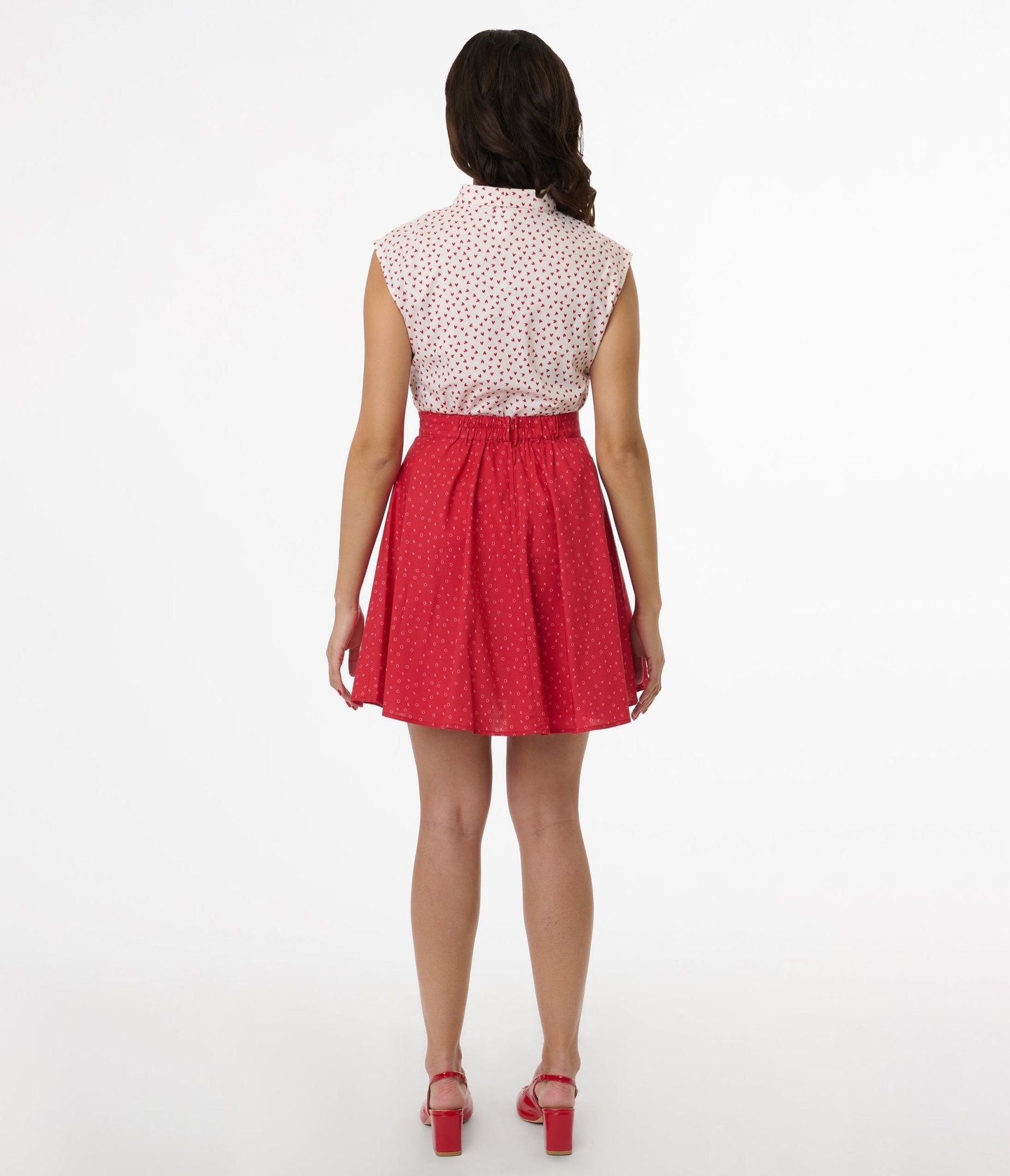 Retrolicious 1950s Red & White XOXO Print Skater Skirt