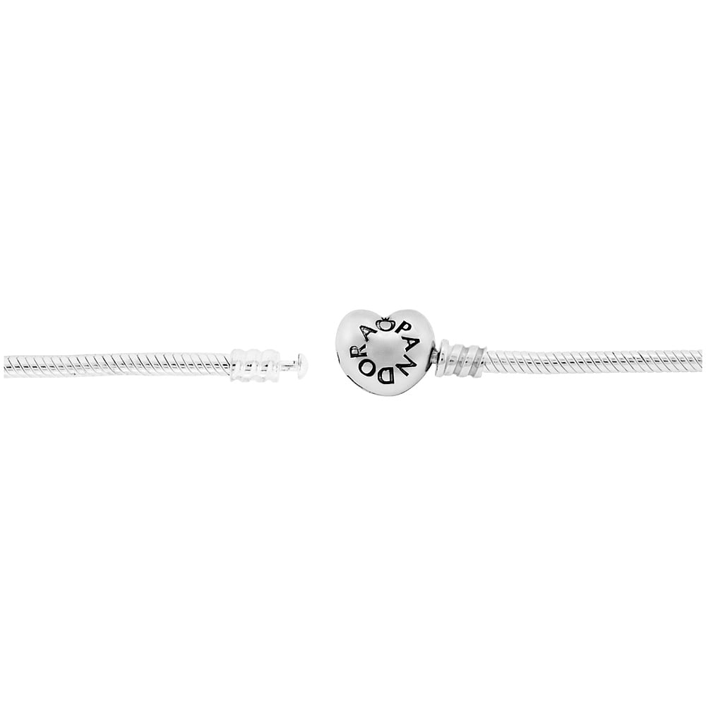 PANDORA Snake Chain Heart Clasp Charm Bracelet in Sterling Silver, 6.3 - Heartshaped Clasp