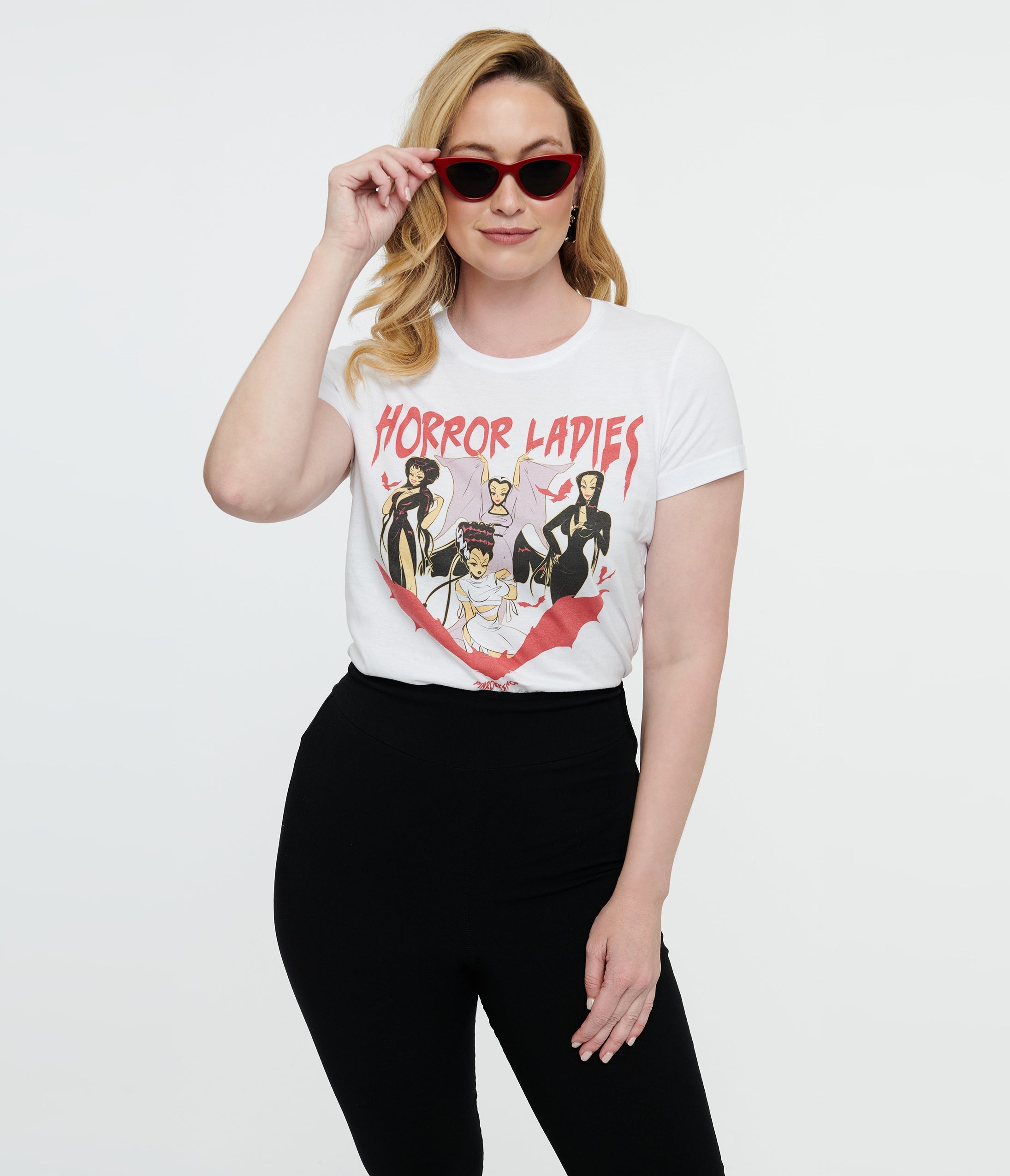 White Horror Ladies Fitted Graphic Tee