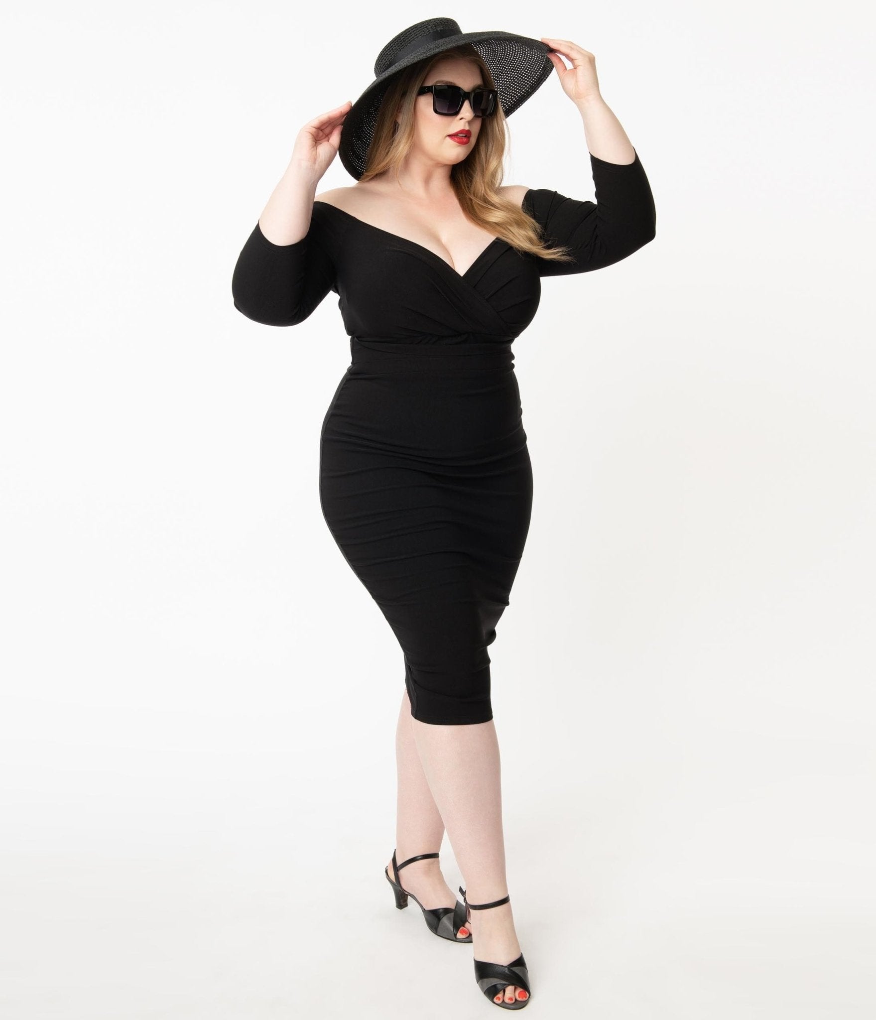 Unique Vintage Plus Size Black Shailene Pencil Dress