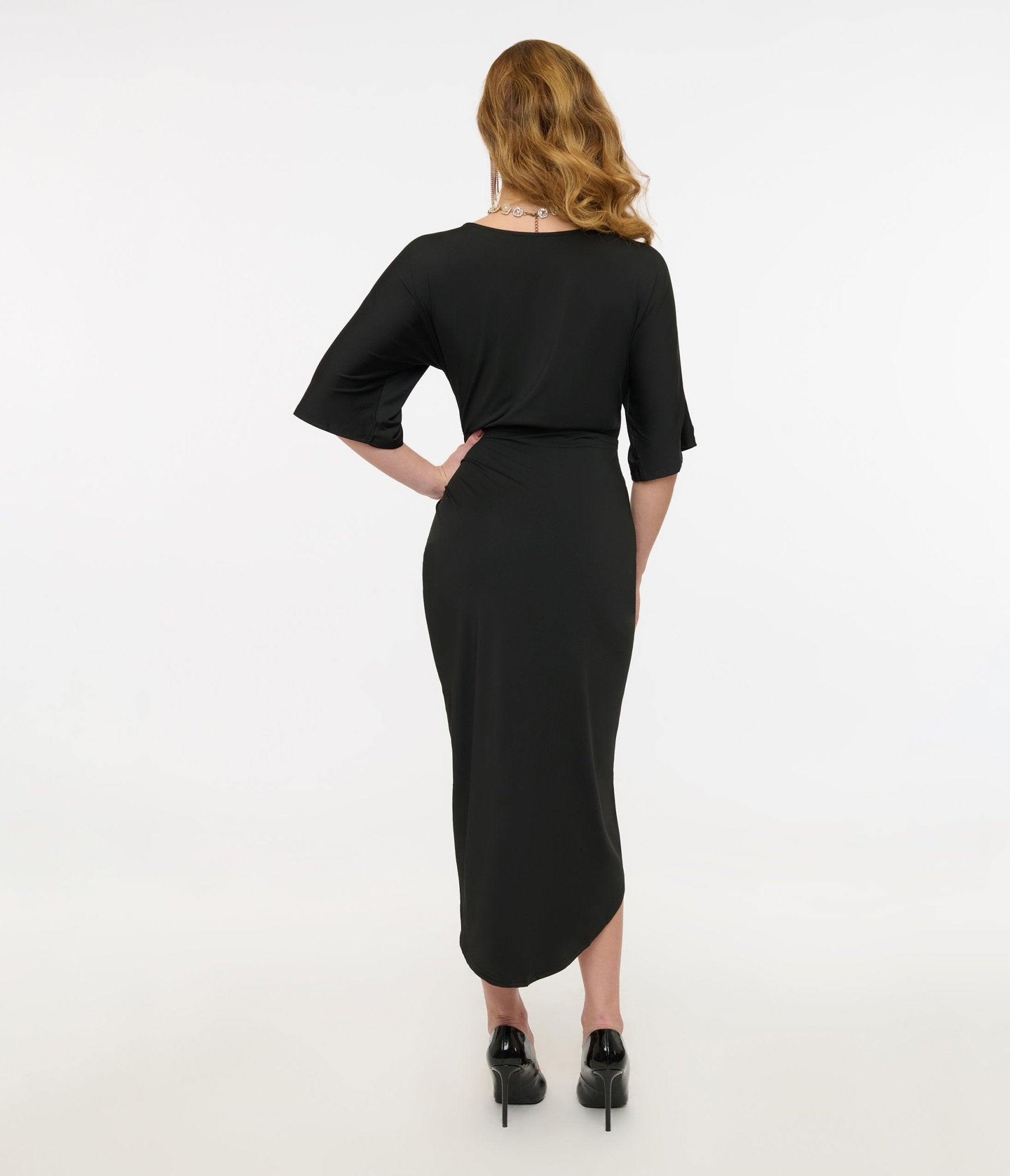 Black Ruched Pencil Dress