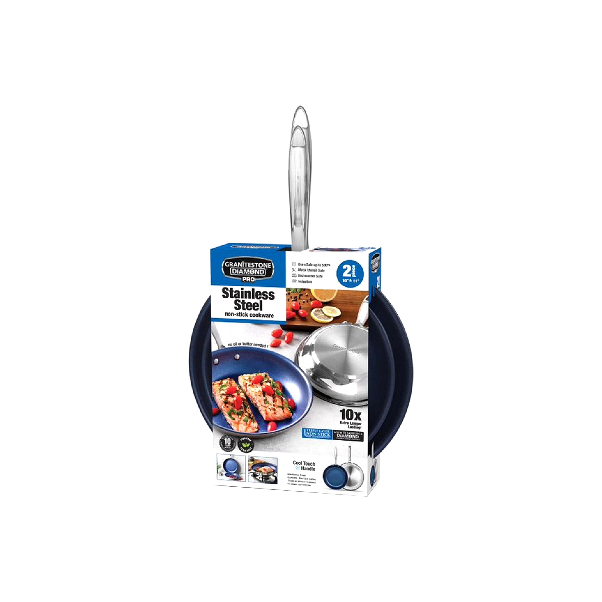 Granitestone Stainless Steel Blue 2-Pc Nonstick Frying Pan Set - BLUE ONE SIZE