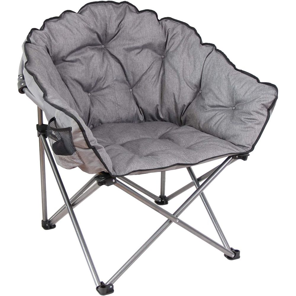 Mac Sports C932S-141 Padded Water Resistant Foldable Cozy Club Chair With Carry Bag, Grey