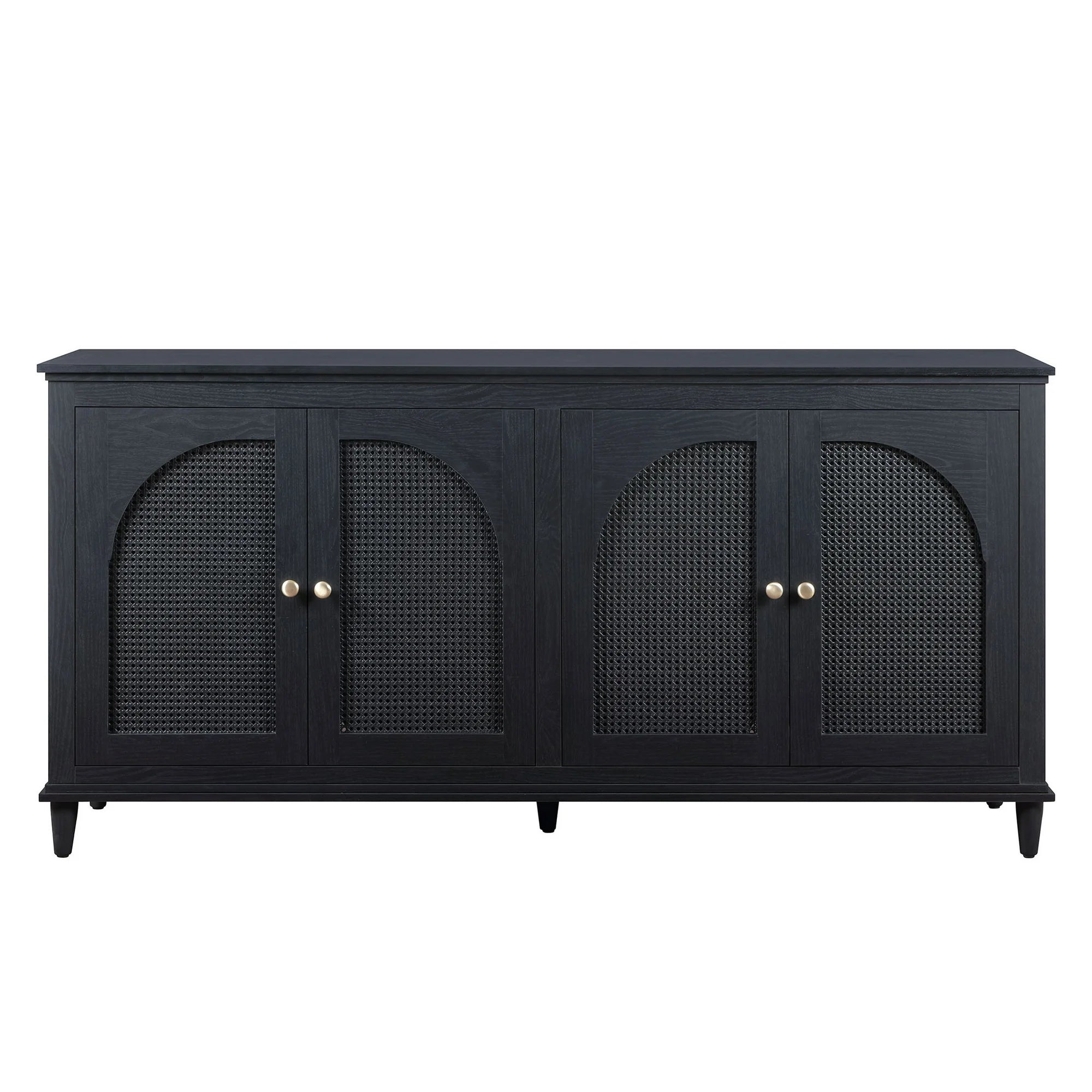 Beautiful BE64250047100B9 Drew Rattan 4-Door Buffet Black Finish