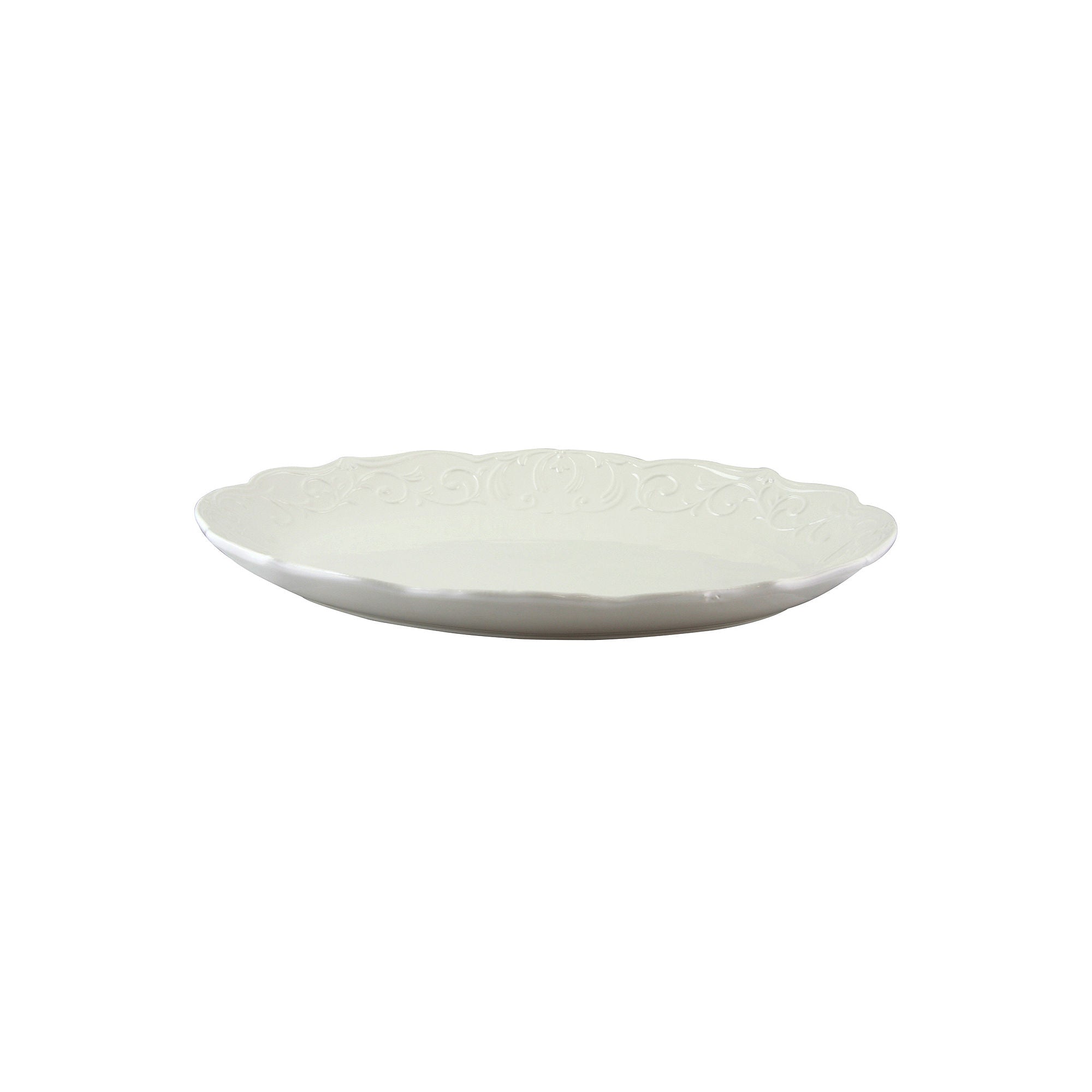 Gibson Embossed Stoneware Serving Platter 975100746M - WHITE ONE SIZE