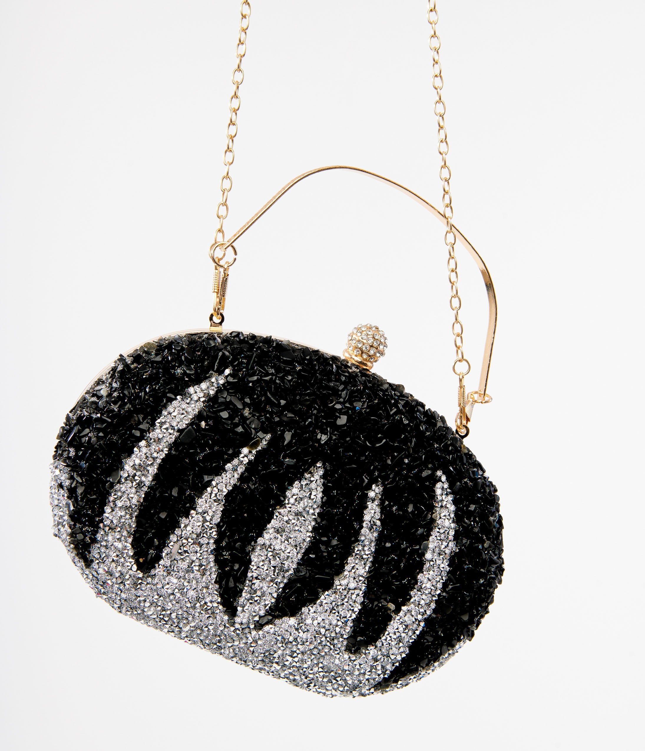 Unique Vintage 1920s Black Beaded & Silver Rhinestone Spooky Clutch Purse