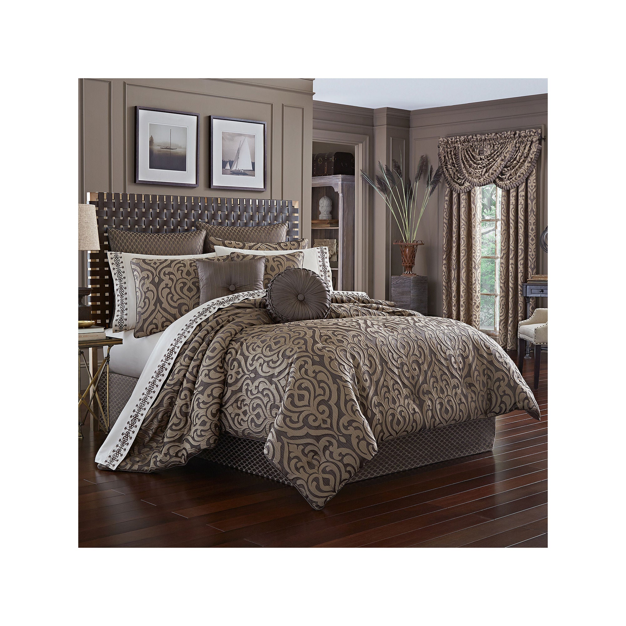 Queen Street Antonia 4-Pc. Damask + Scroll Comforter Set - MINK ONE SIZE