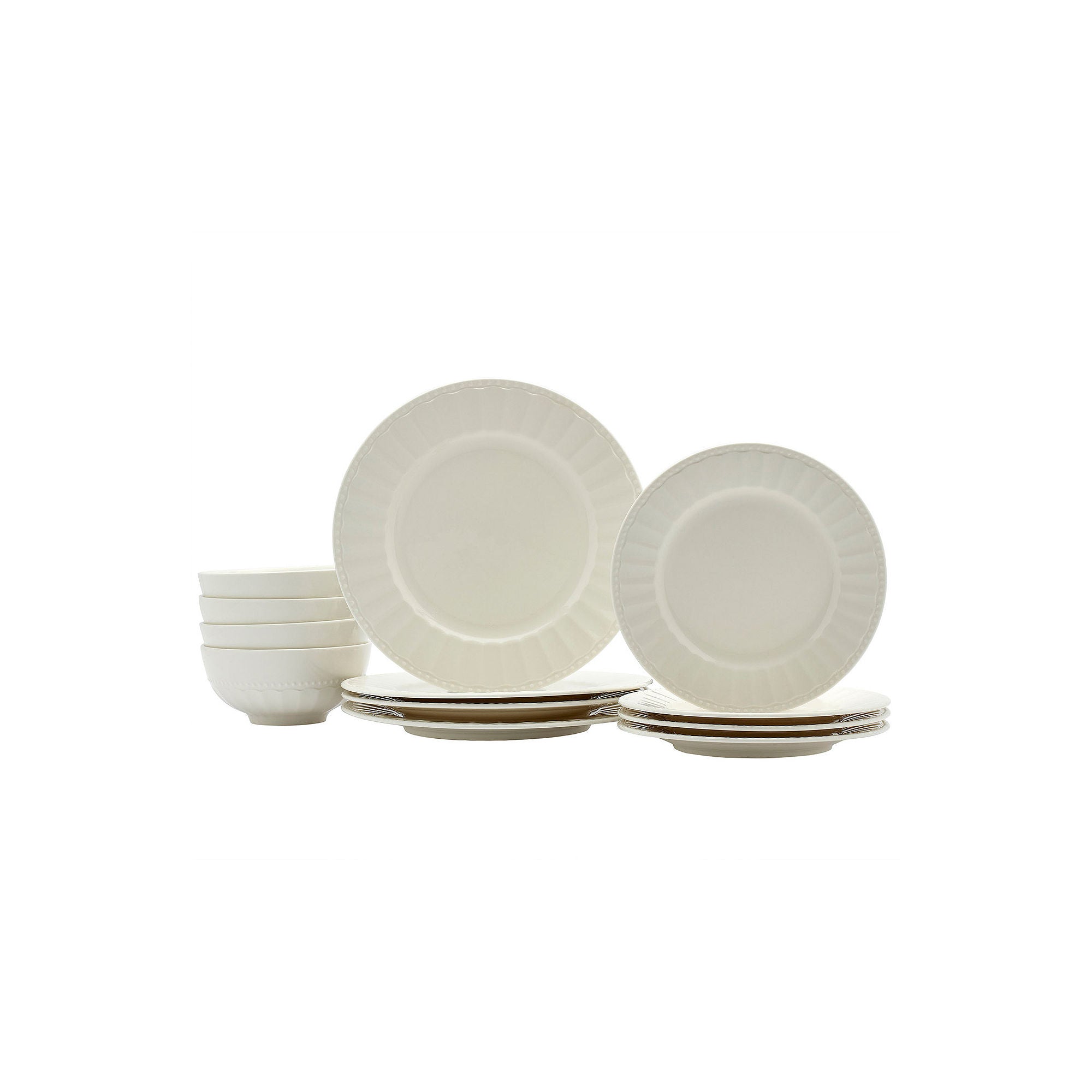 Gallery Mosaico 12-Pc. Porcelain Dinnerware Set - WHITE ONE SIZE