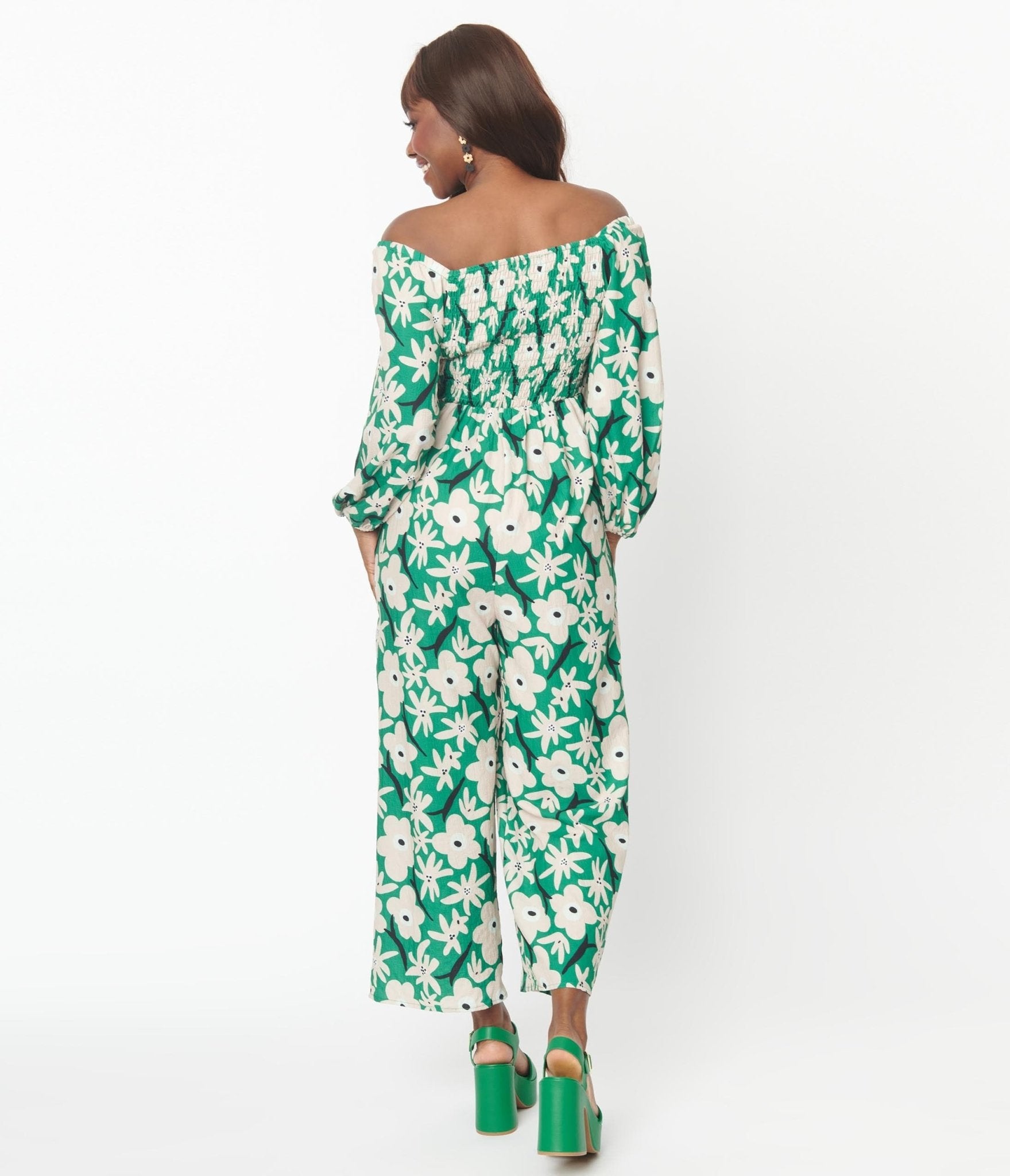 Green & Ivory Floral Jumpsuit